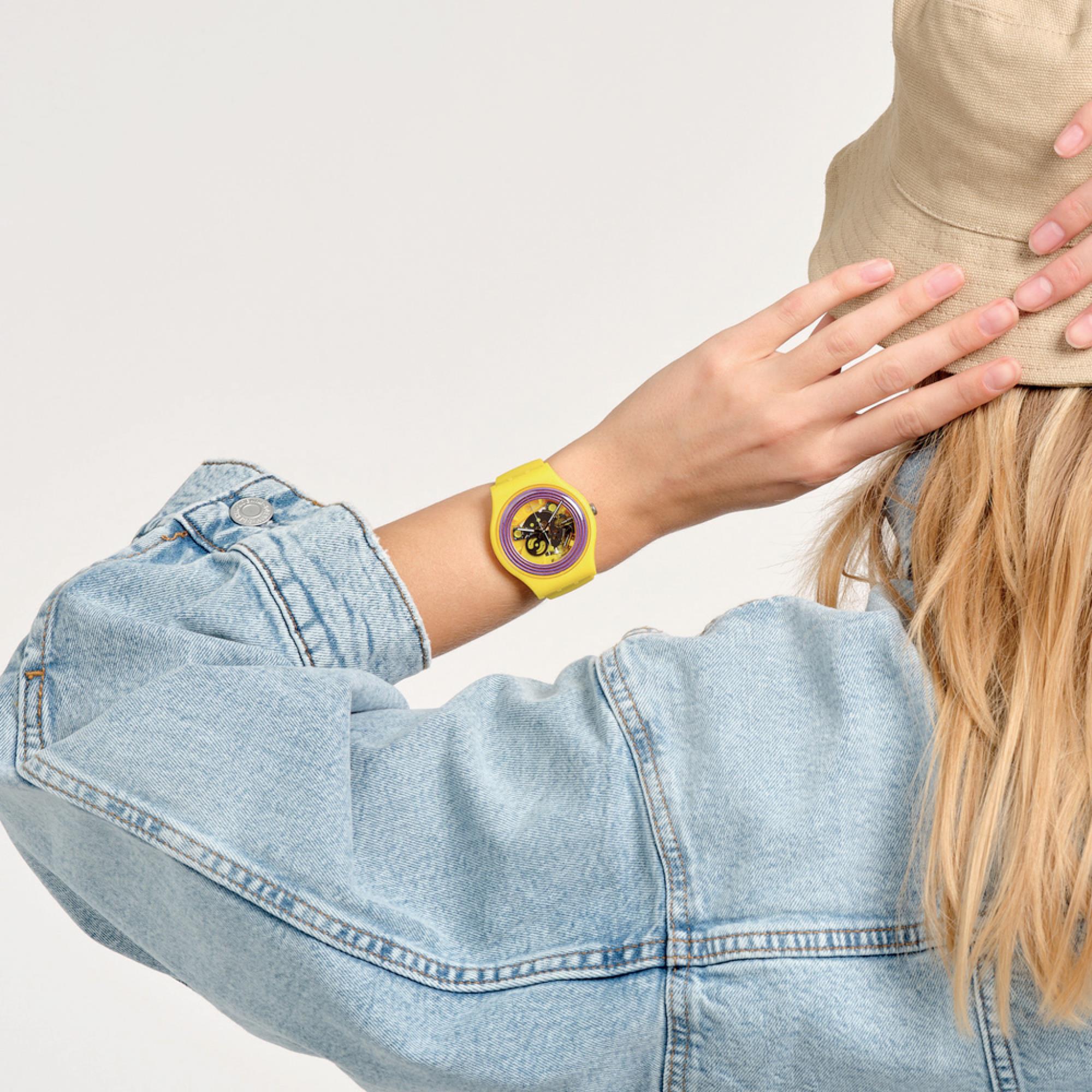 Swatch New Gent 'Purple Rings Yellow' Quartz Watch SO29J100