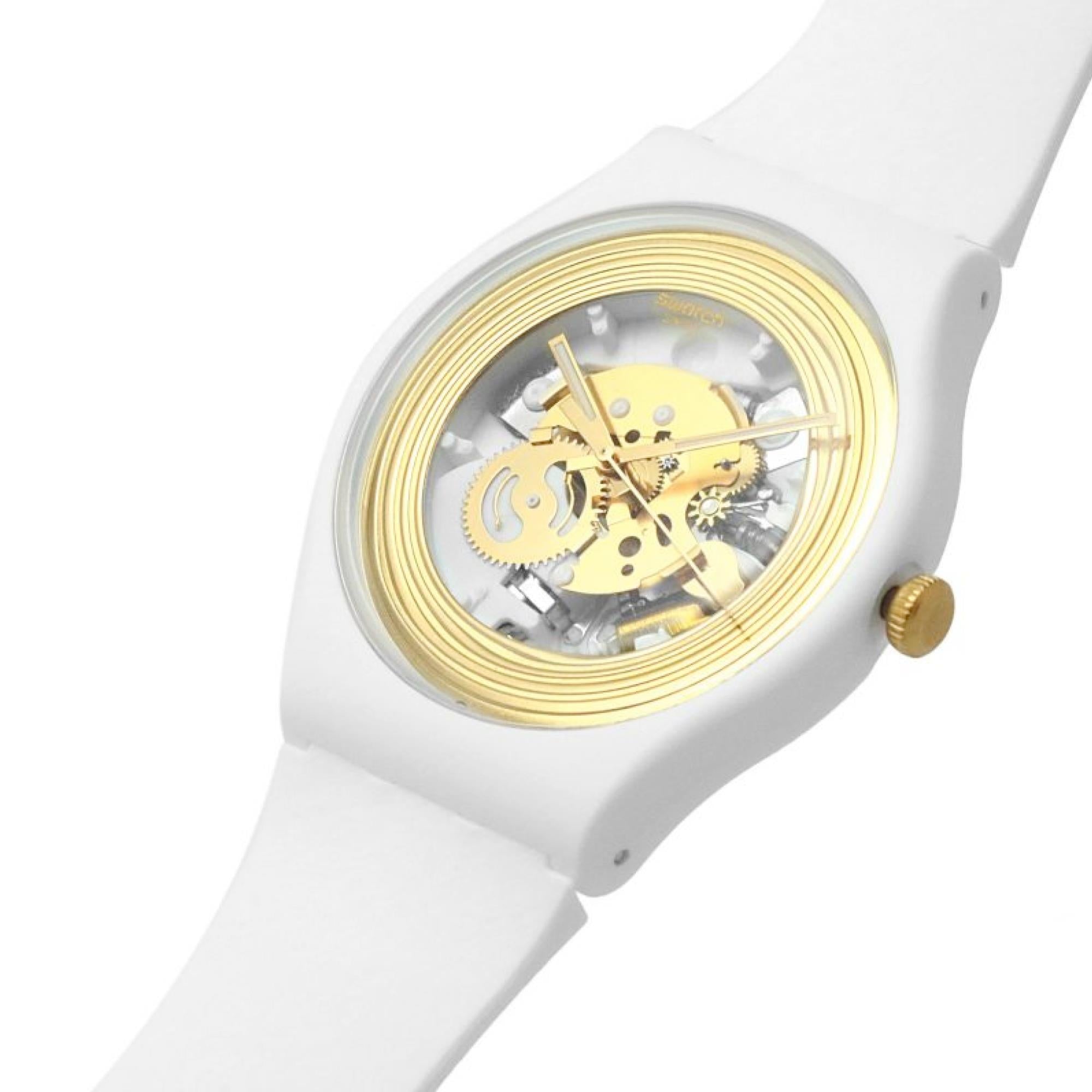 Swatch New Gent 'Golden Rings White' Quarz Uhr SO29W107