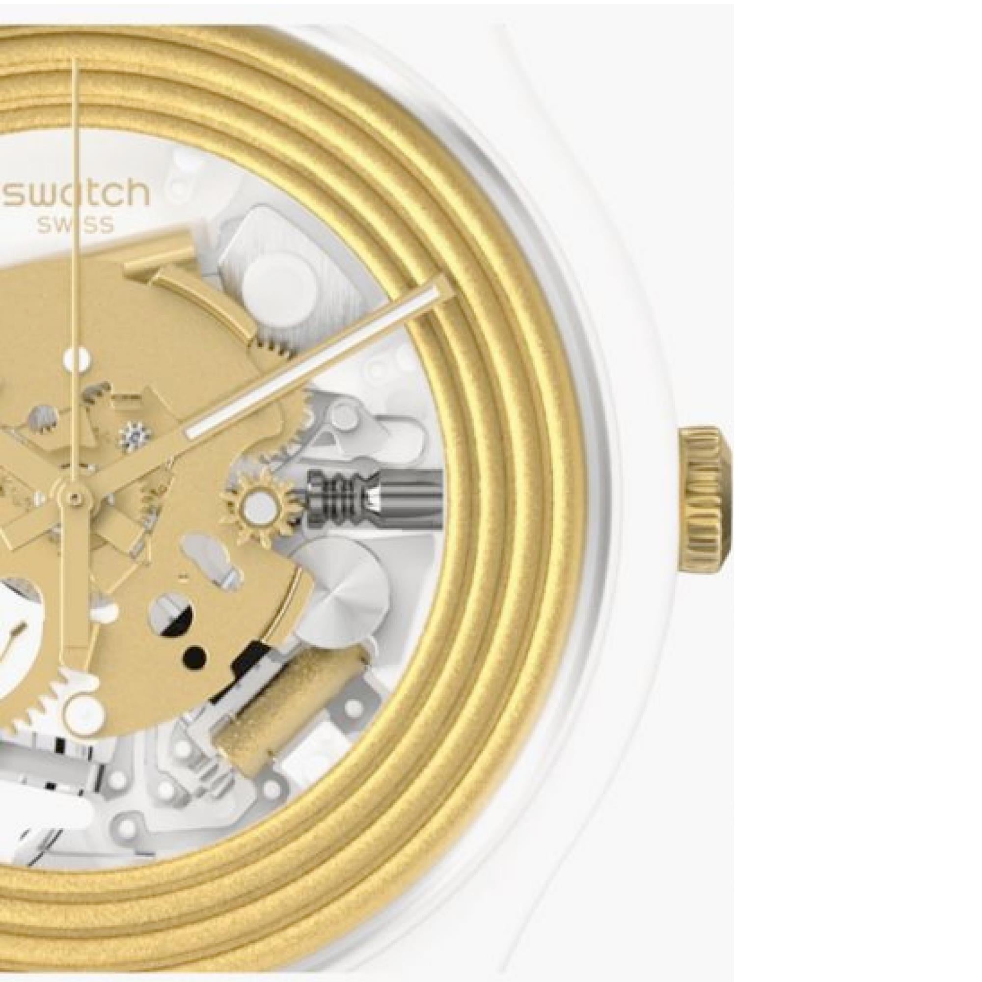 Swatch New Gent 'Golden Rings White' Quarz Uhr SO29W107