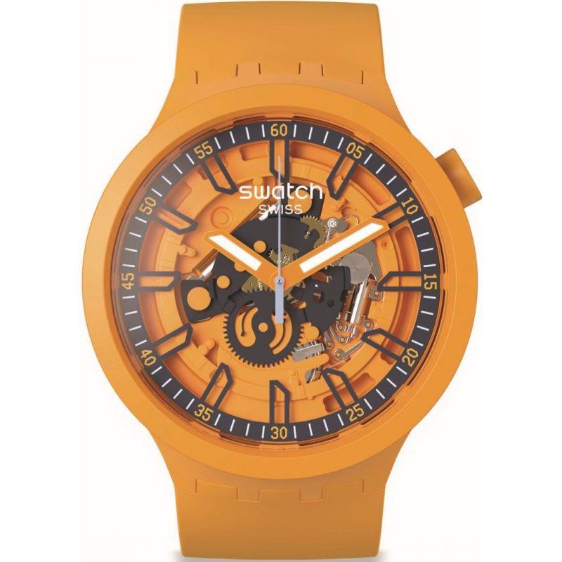 Swatch Frisches Orange Skelett Zifferblatt & Orange Armband Uhr SB01O101
