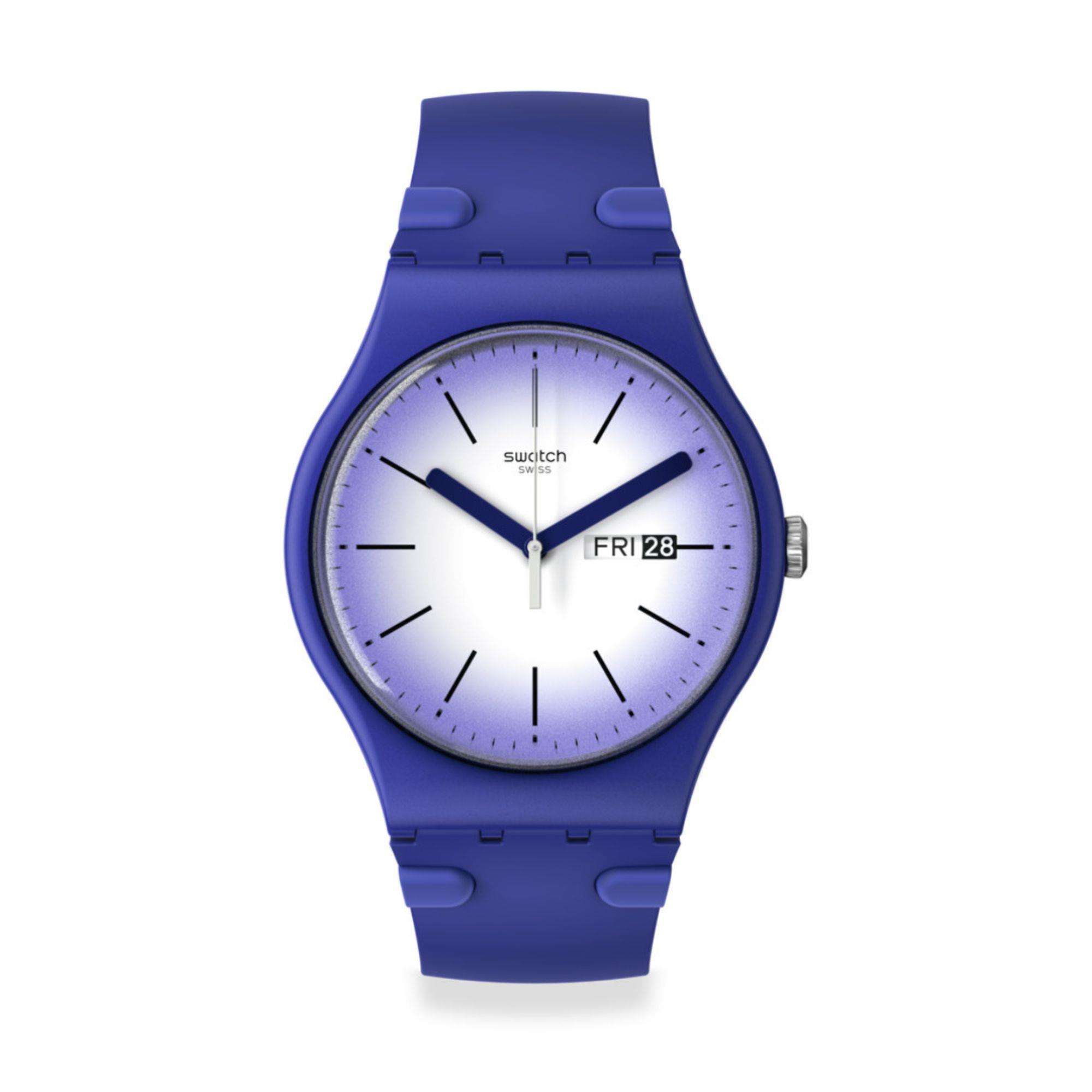 Swatch Violette Verbena New Gent Weißes Zifferblatt Lila Armband Uhr SUON716