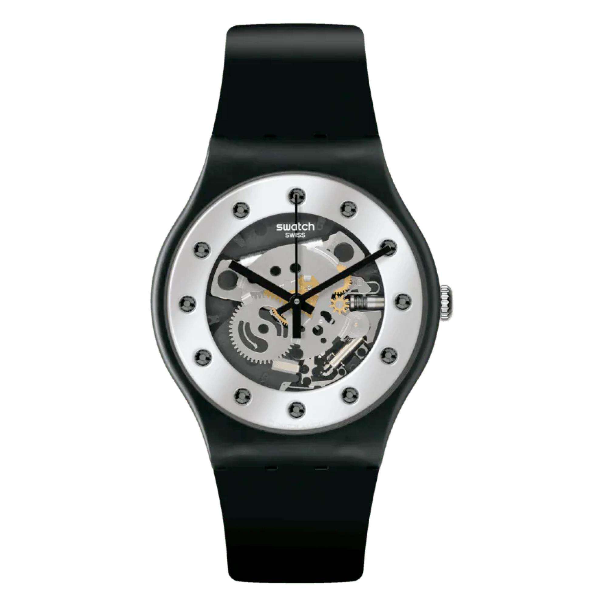 Swatch New Gent 'Silver Glam Again' Quarz Silber Zifferblatt Unisex Uhr SO29B109