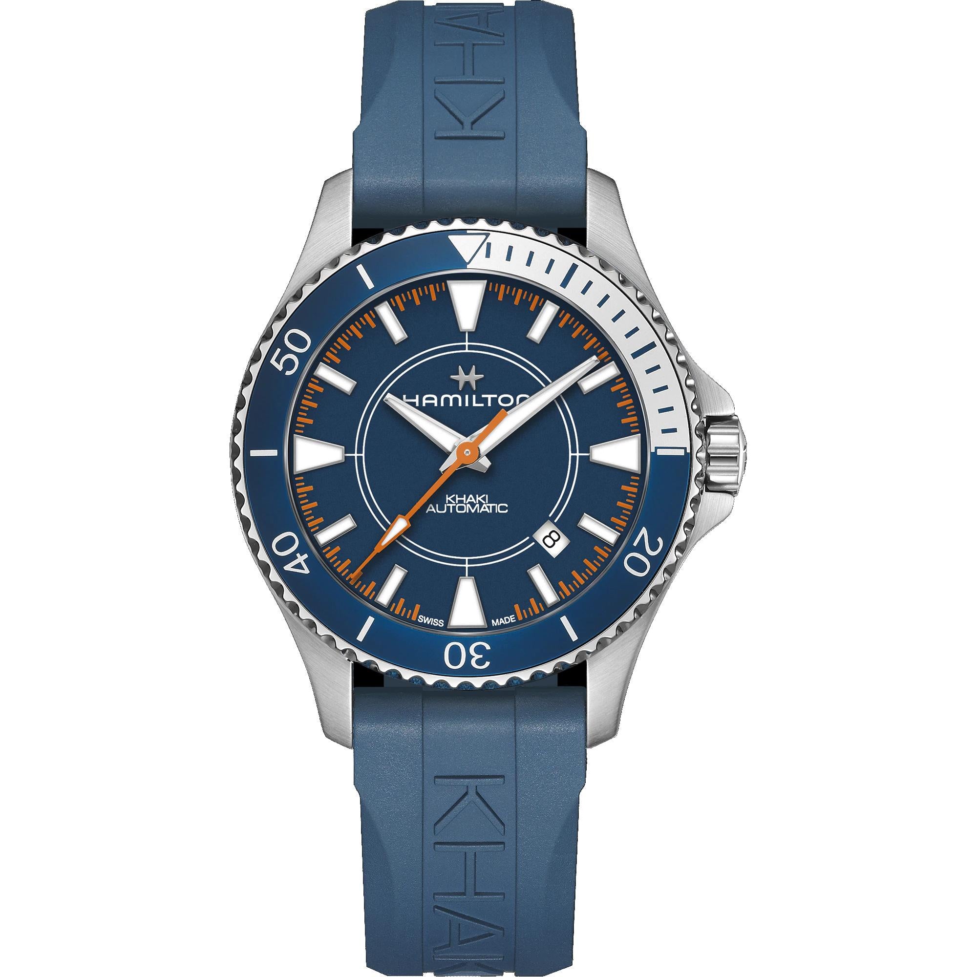 Hamilton Khaki Navy 40mm Scuba Syroco Sonderedition Blaues Zifferblatt Gummi Herren Automatik Uhr H82385340