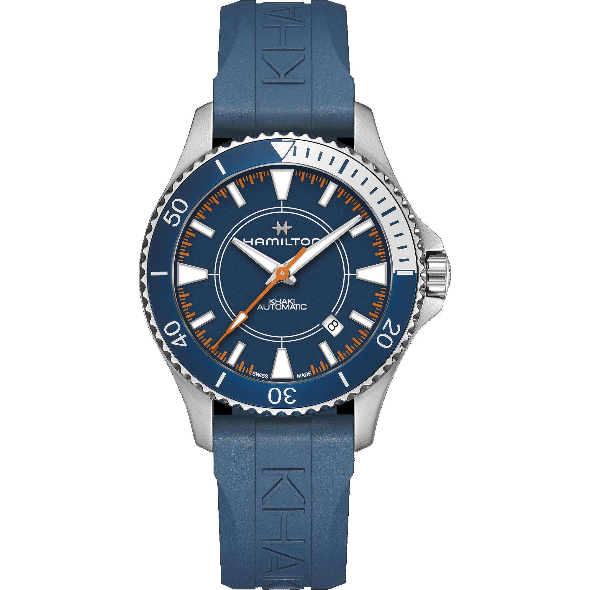 Hamilton Khaki Navy 40mm Scuba Syroco Sonderedition Blaues Zifferblatt Gummi Herren Automatik Uhr H82385340