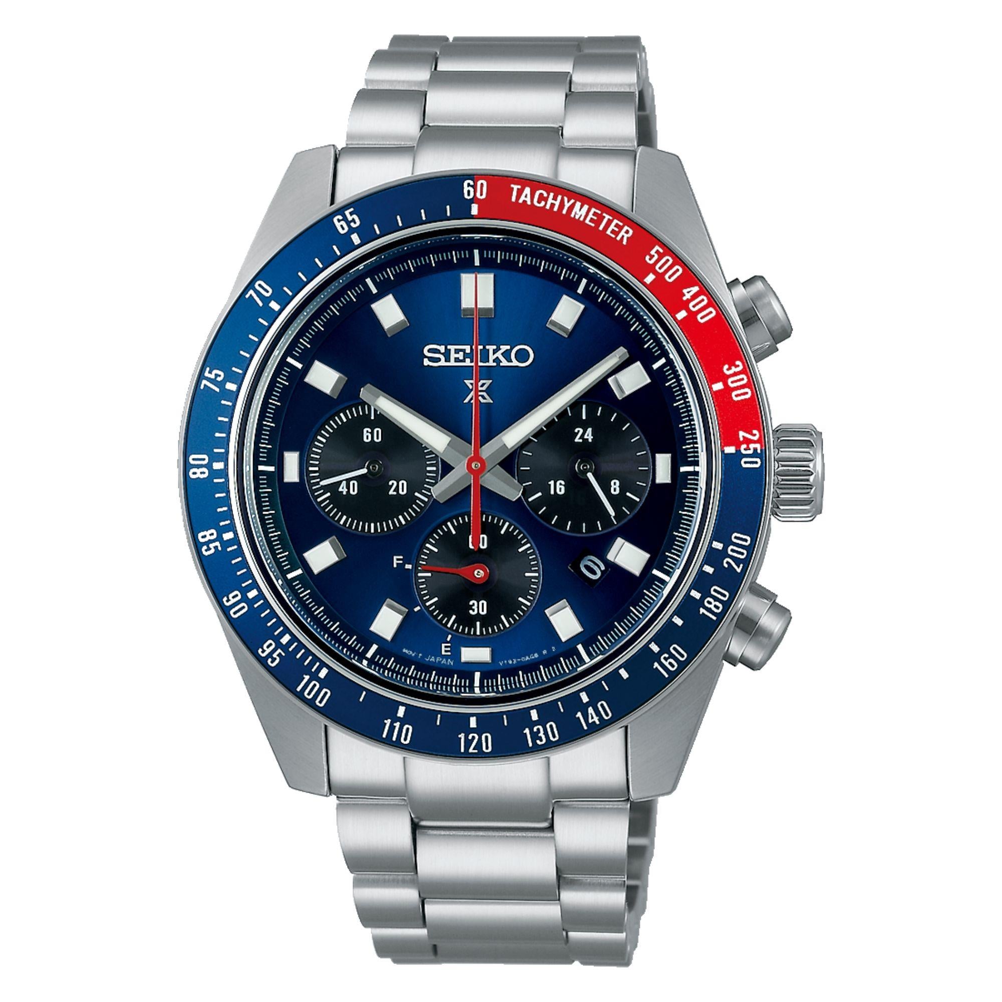 Seiko Prospex Speedtimer Solar Chronograph Blaues Zifferblatt Edelstahlarmband Herren Uhr SSC913P1