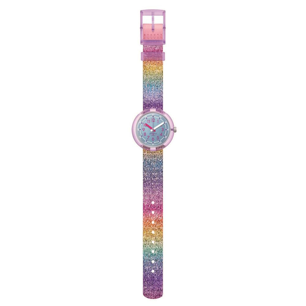 Flik Flak Shine in Rainbow Quarz Blaues Zifferblatt ZFPNP128