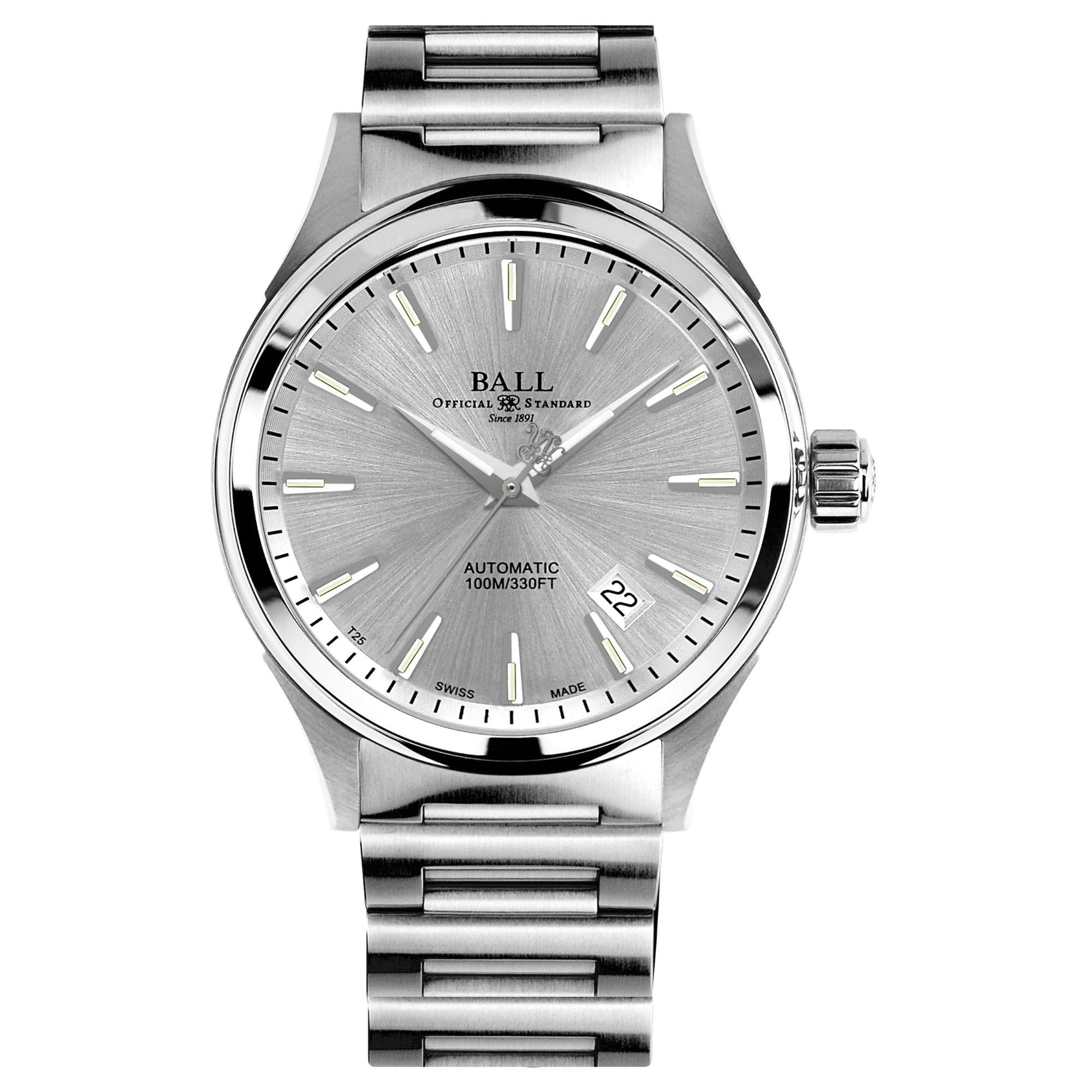 Ball Fireman NightBreaker Automatik Silbernes Zifferblatt Edelstahl Armband Herren Uhr NM2098C-S3J-SL