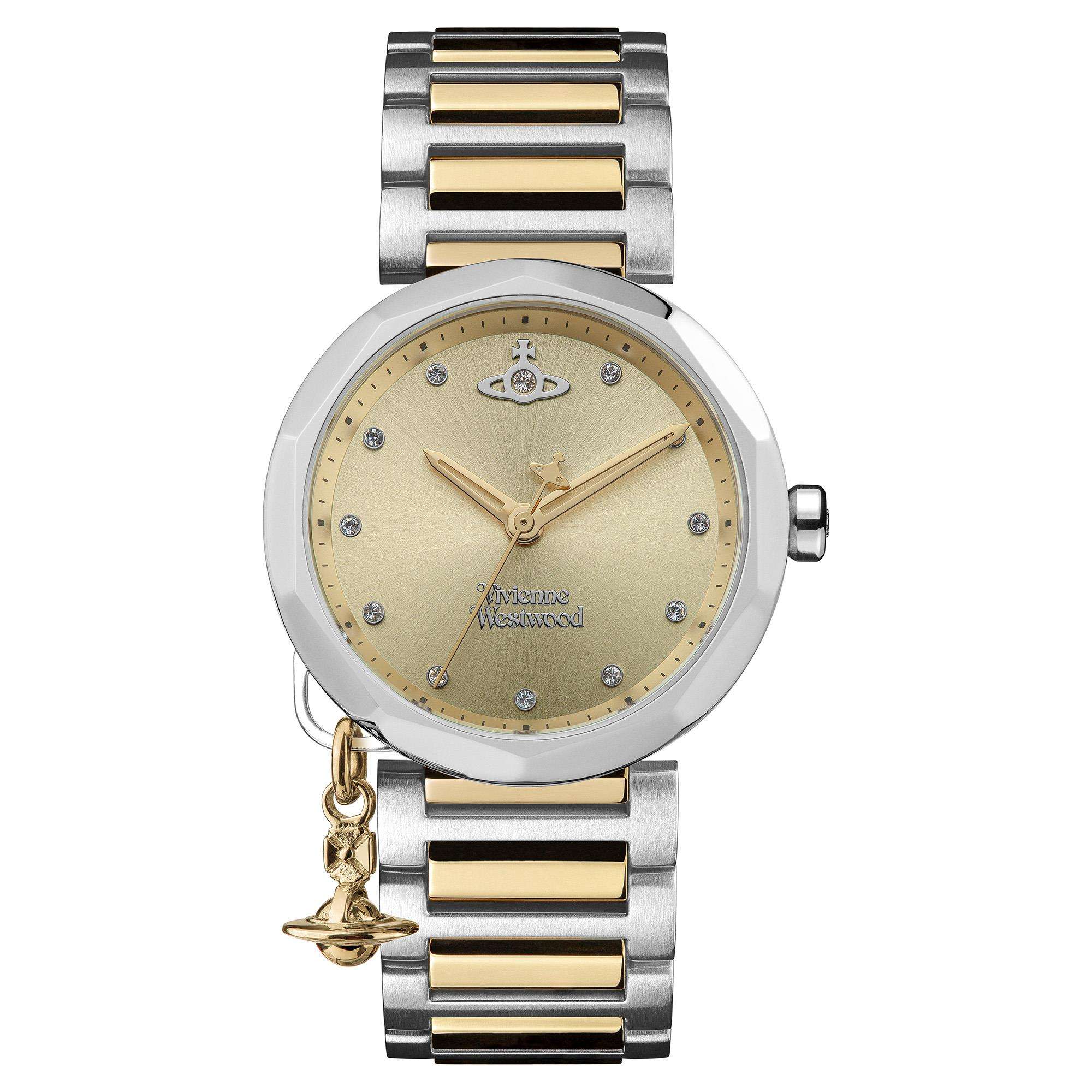 Vivienne Westwood Poplar Champagne Dial Two Tone Stainless Steel Bracelet Ladies Watch VV246CPSG