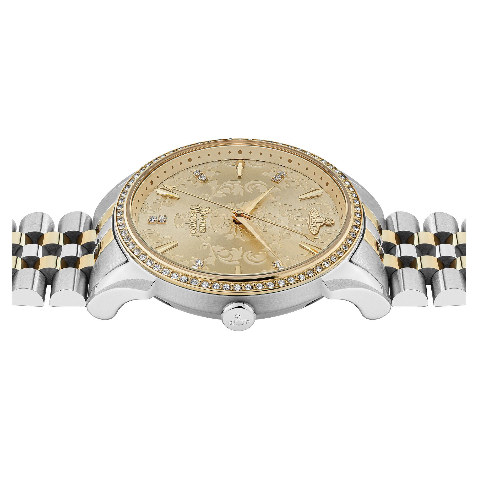 Vivienne Westwood The Wallace Champagner Zifferblatt Zweifarbig Edelstahlarmband Damen Uhr VV208CPSG