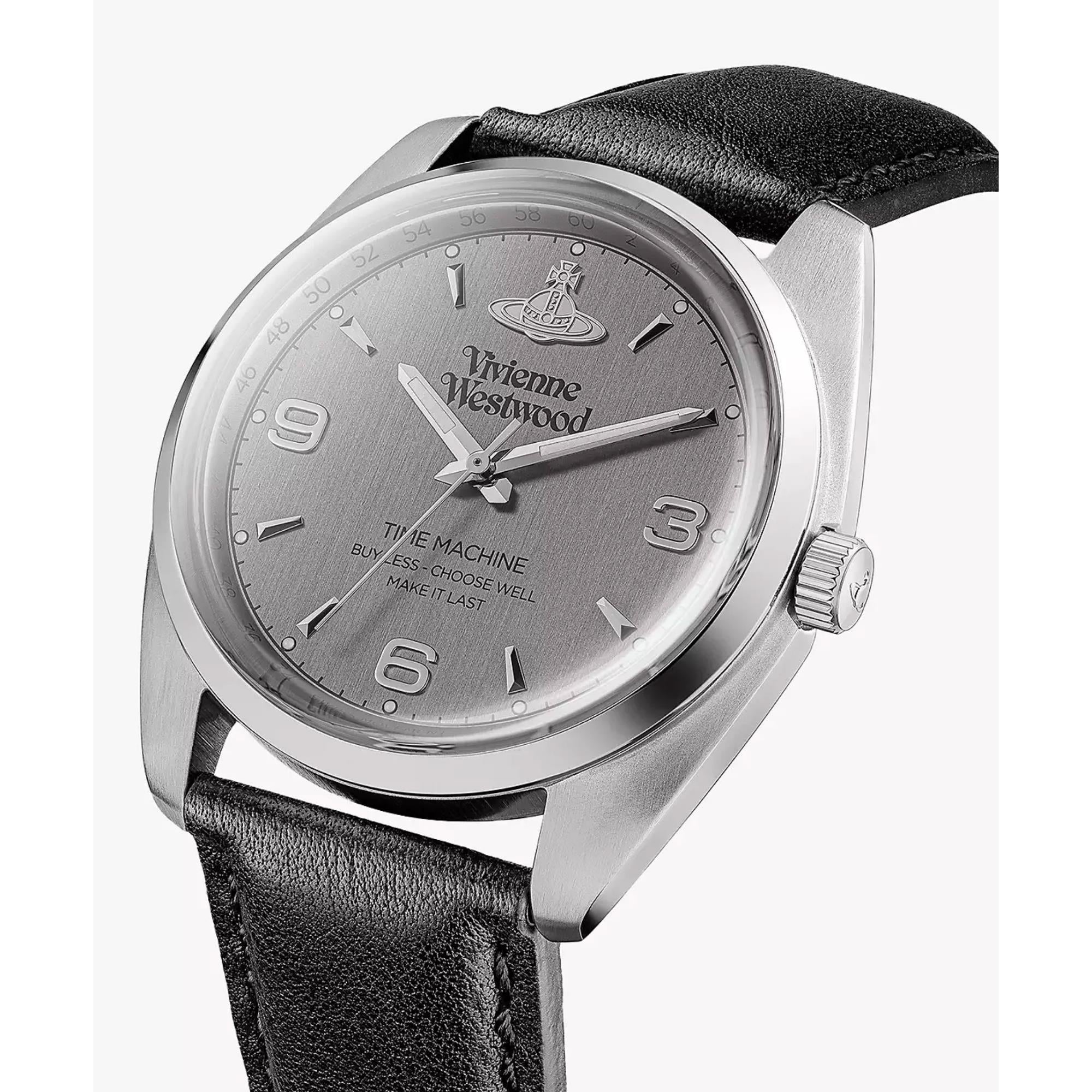 Vivienne Westwood Pennington Grey Dial Black Leather Strap Watch VV274CGBK