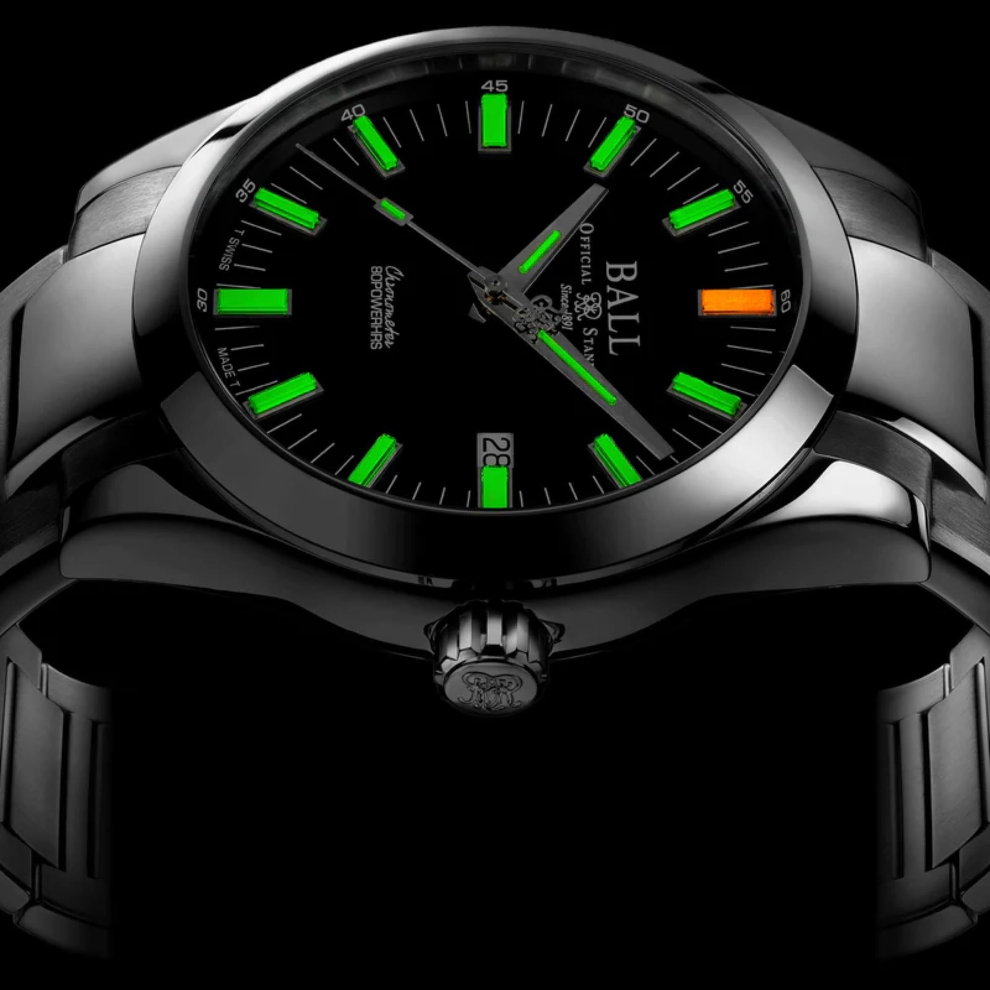 BALL Marvelight Automatic Black Dial Silver Stainless Steel Bracelet Men's Watch NM2128C-S1C-BK