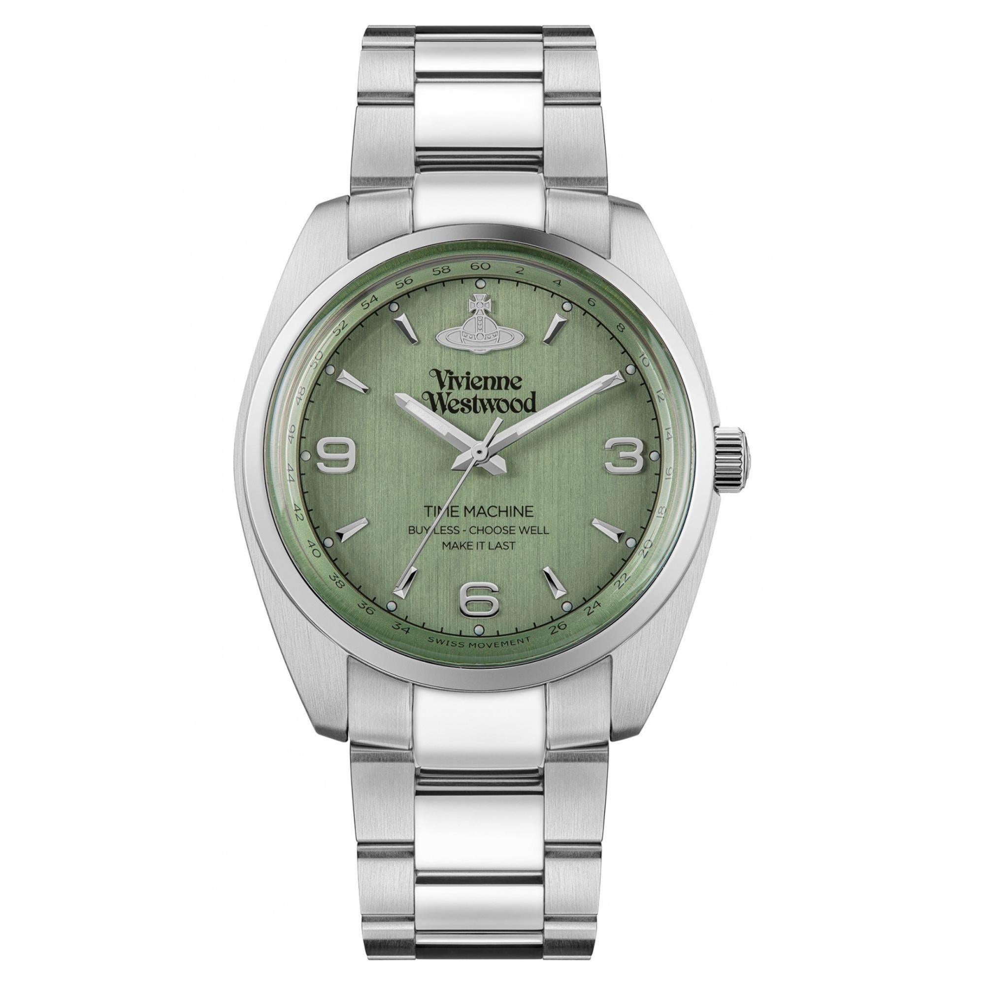 Vivienne Westwood Pennington Green Dial Steel Bracelet Strap Watch VV274GRSL