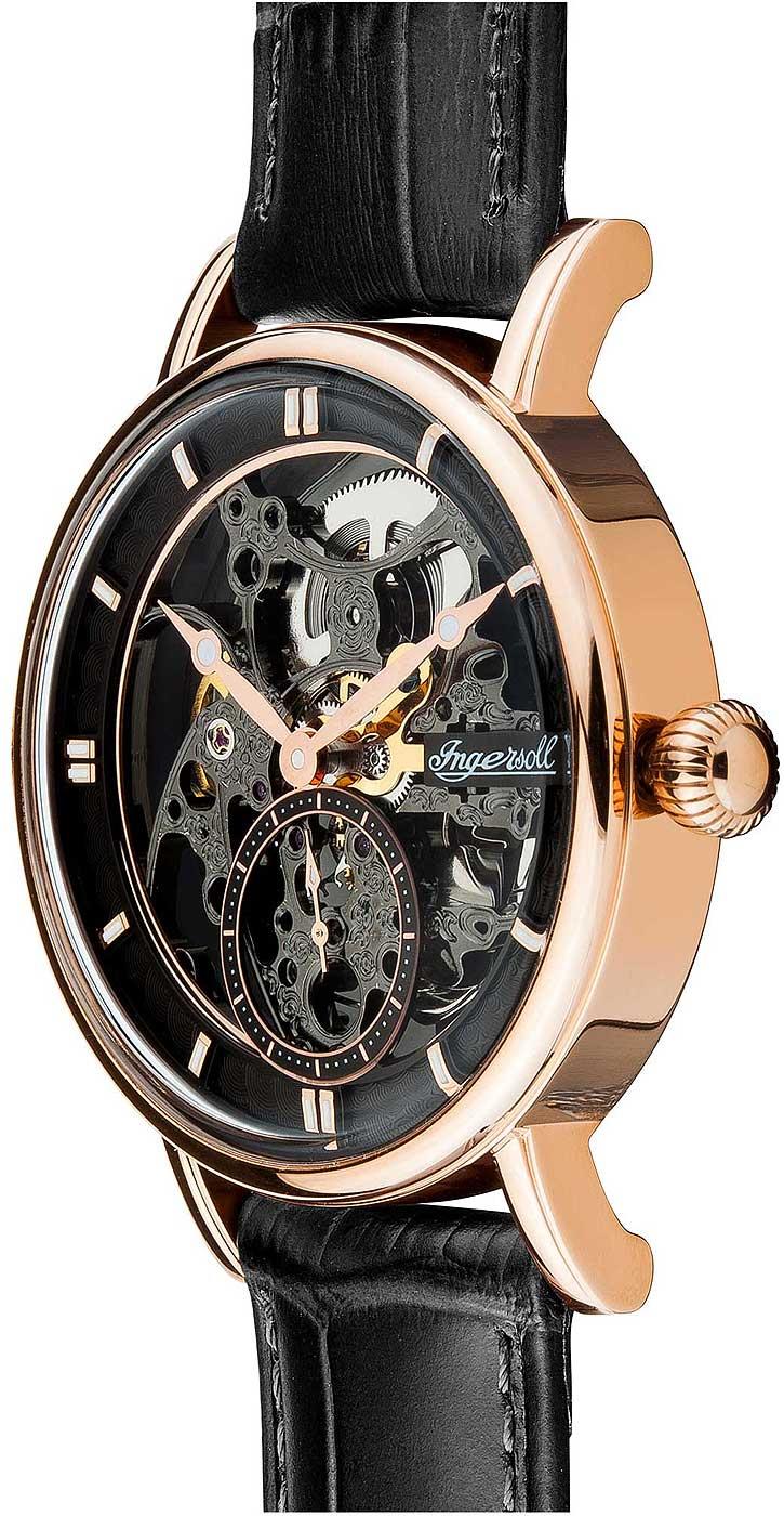 Ingersoll The Herald Automatic Watch with a Skeleton Dial and a Black Leather Strap I00403B