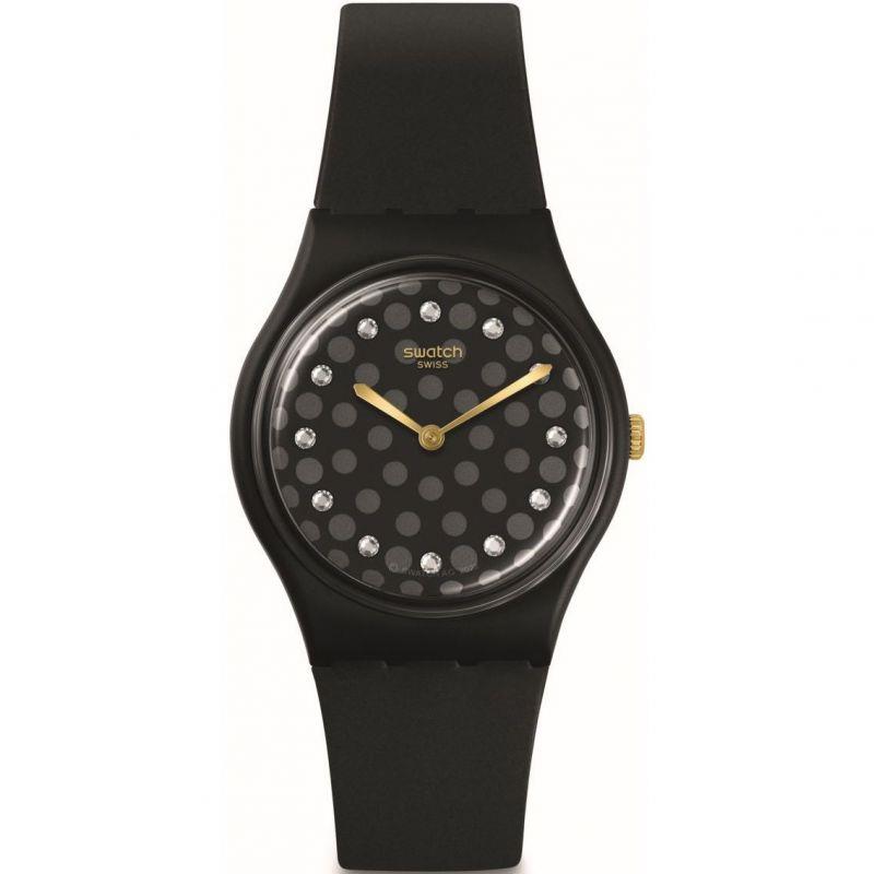 Swatch Sparkle Night Black Dial Black Rubber Strap Watch SO31B102