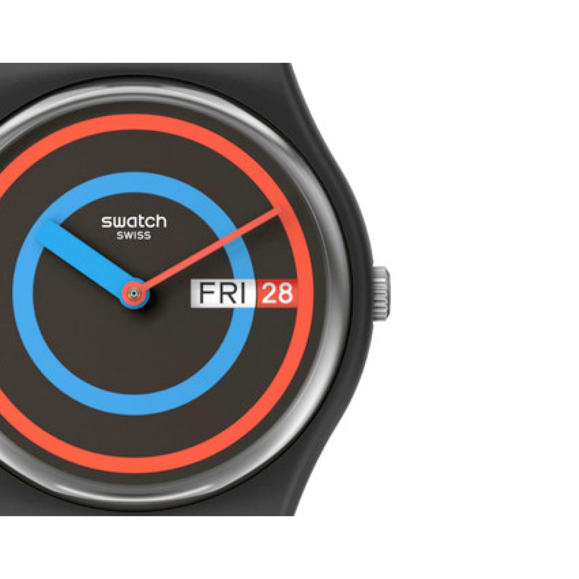 Swatch Die Januar Kollektion 'Circling Black' Quarz Uhr SO28B706