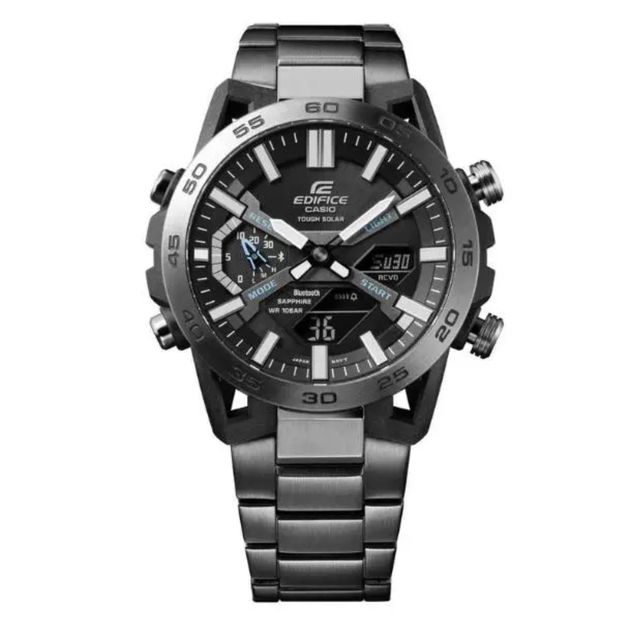 Casio Edifice Sospensione Bluetooth Tough Solar Chronograph Schwarzes Armband Herren Uhr ECB-2000DC-1AEF
