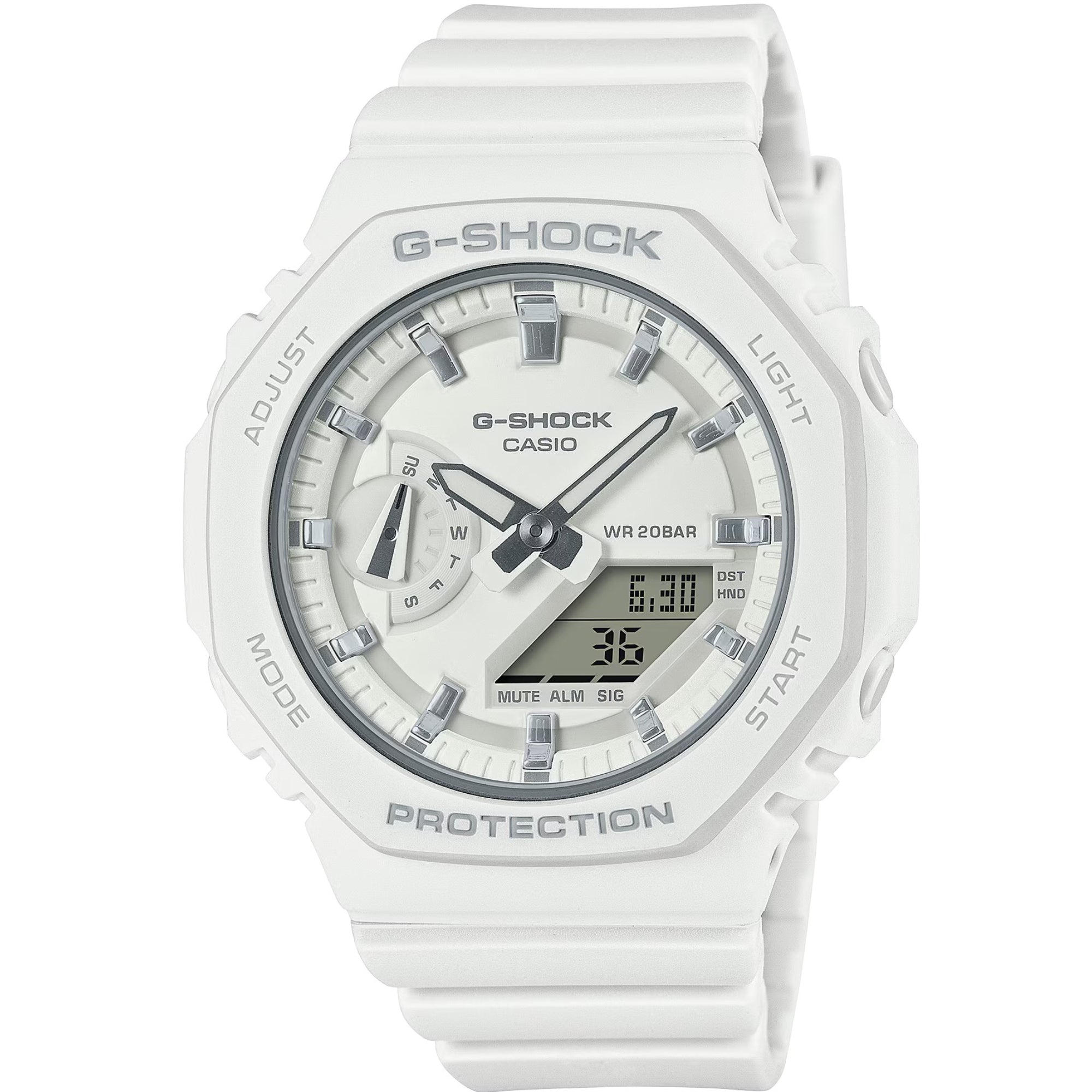 Casio G-Shock Mini Casioak Digital Quarz Weißes Harzarmband Damen Uhr GMA-S2100-7AER