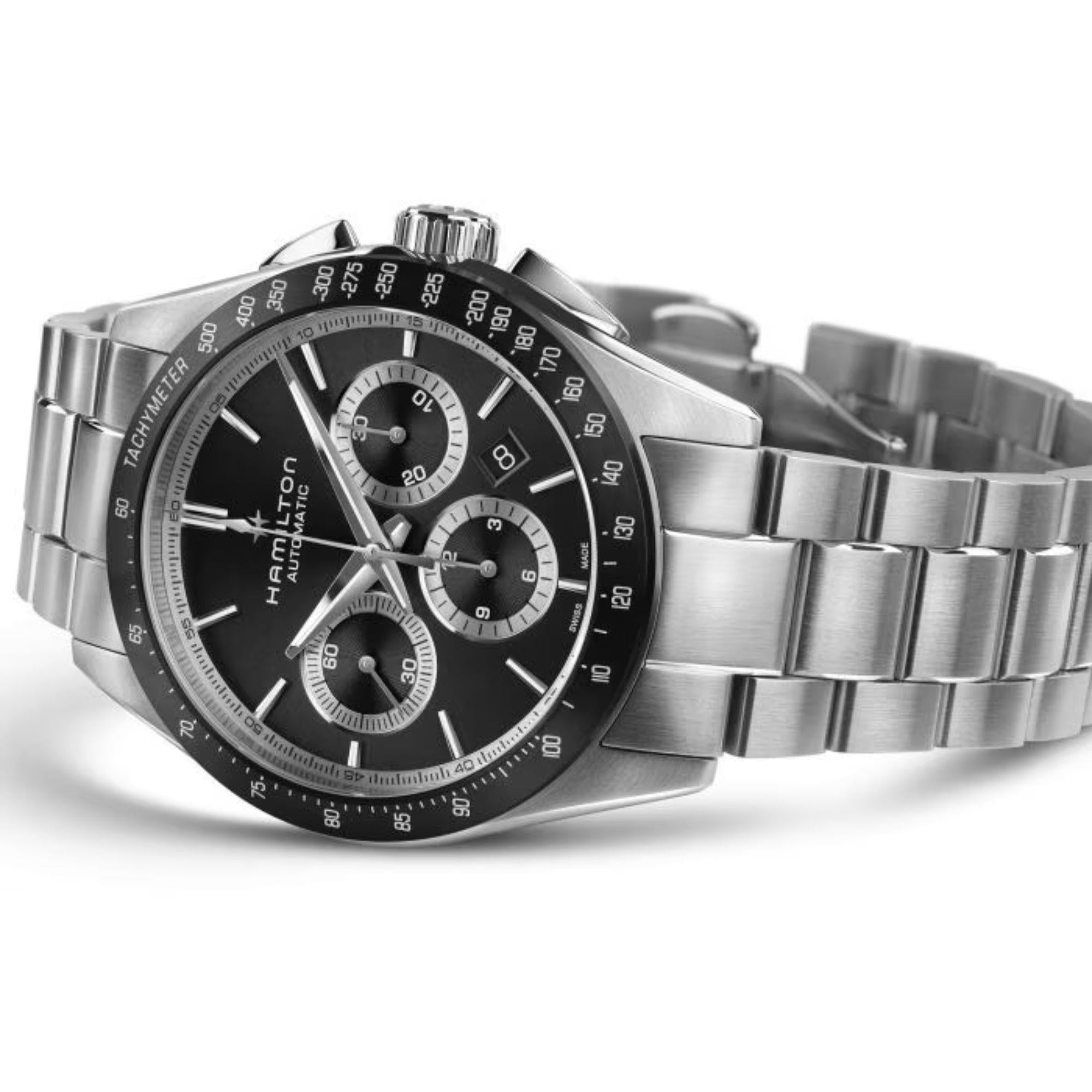 Hamilton Jazzmaster 42mm Chronograph Black Dial Steel Mens Automatic Watch H36606130