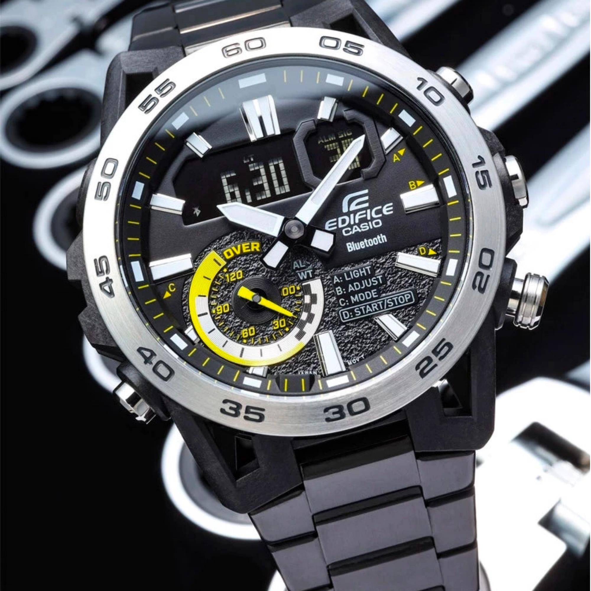 Casio Edifice Sospensione Black Stainless Steel Bracelet Mens Watch ECB-40DC-1AEF