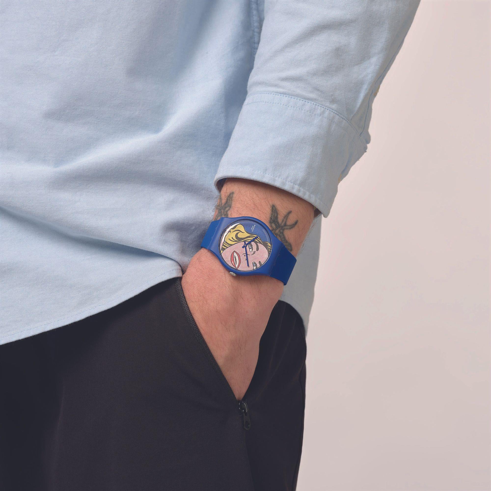Swatch Art Journey Girl von Roy Lichtenstein Uhr mit blauem Silikonarmband SUOZ352
