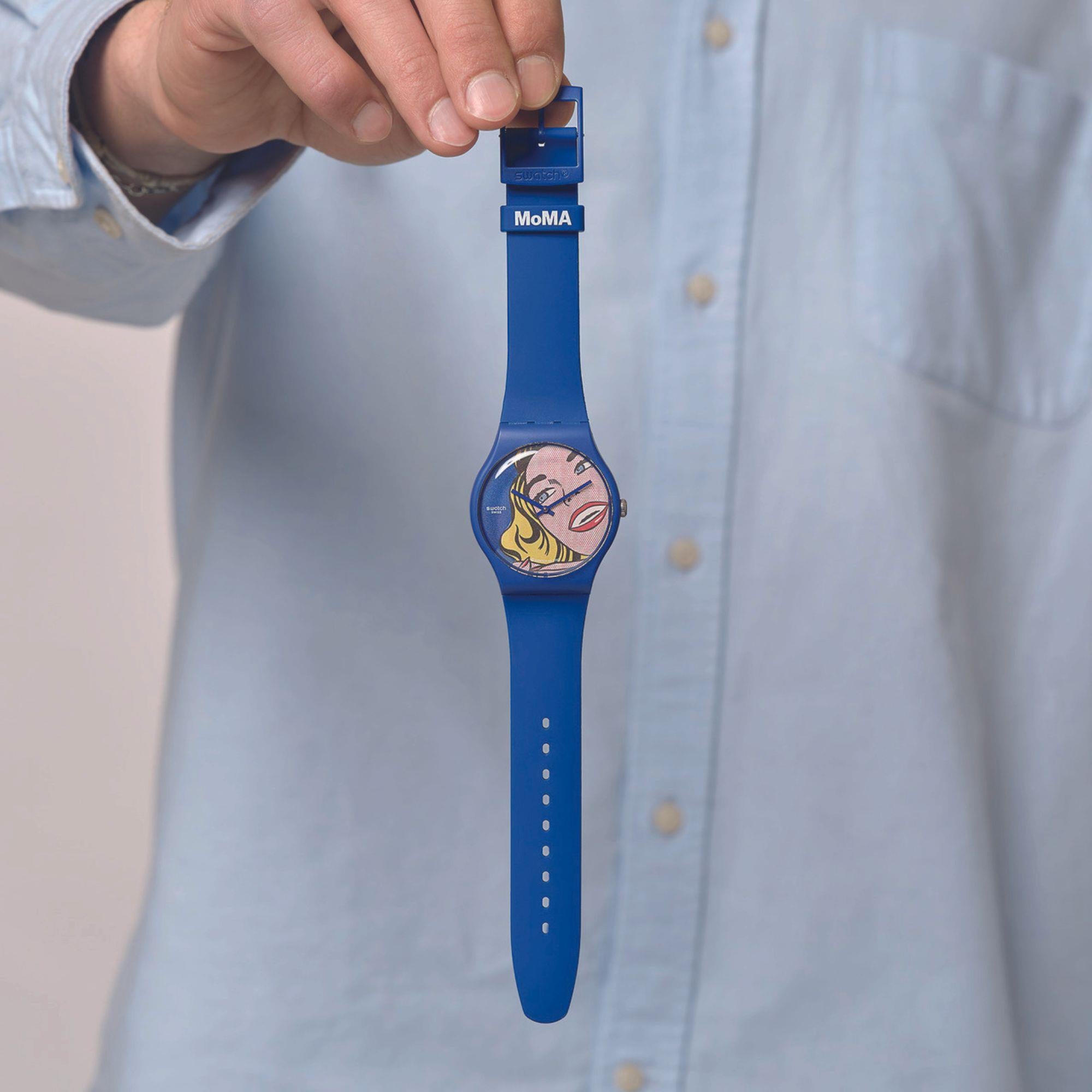 Swatch Art Journey Girl von Roy Lichtenstein Uhr mit blauem Silikonarmband SUOZ352