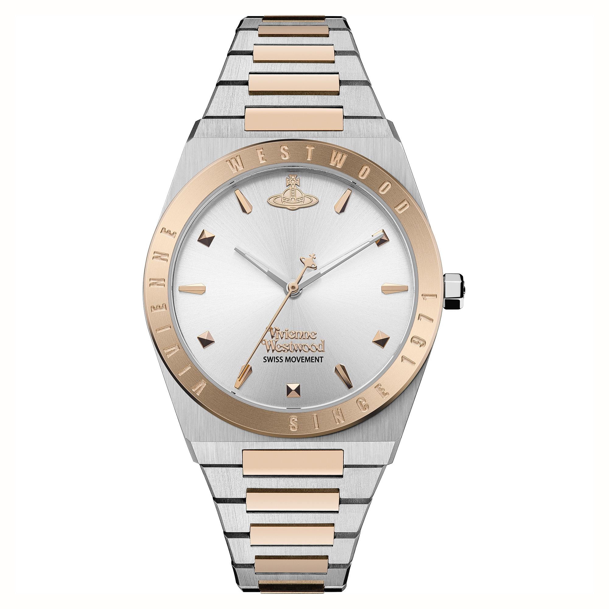 Vivienne Westwood Charterhouse Silbernes Zifferblatt Zweifarbiges Edelstahlarmband Damenuhr VV244SLSR