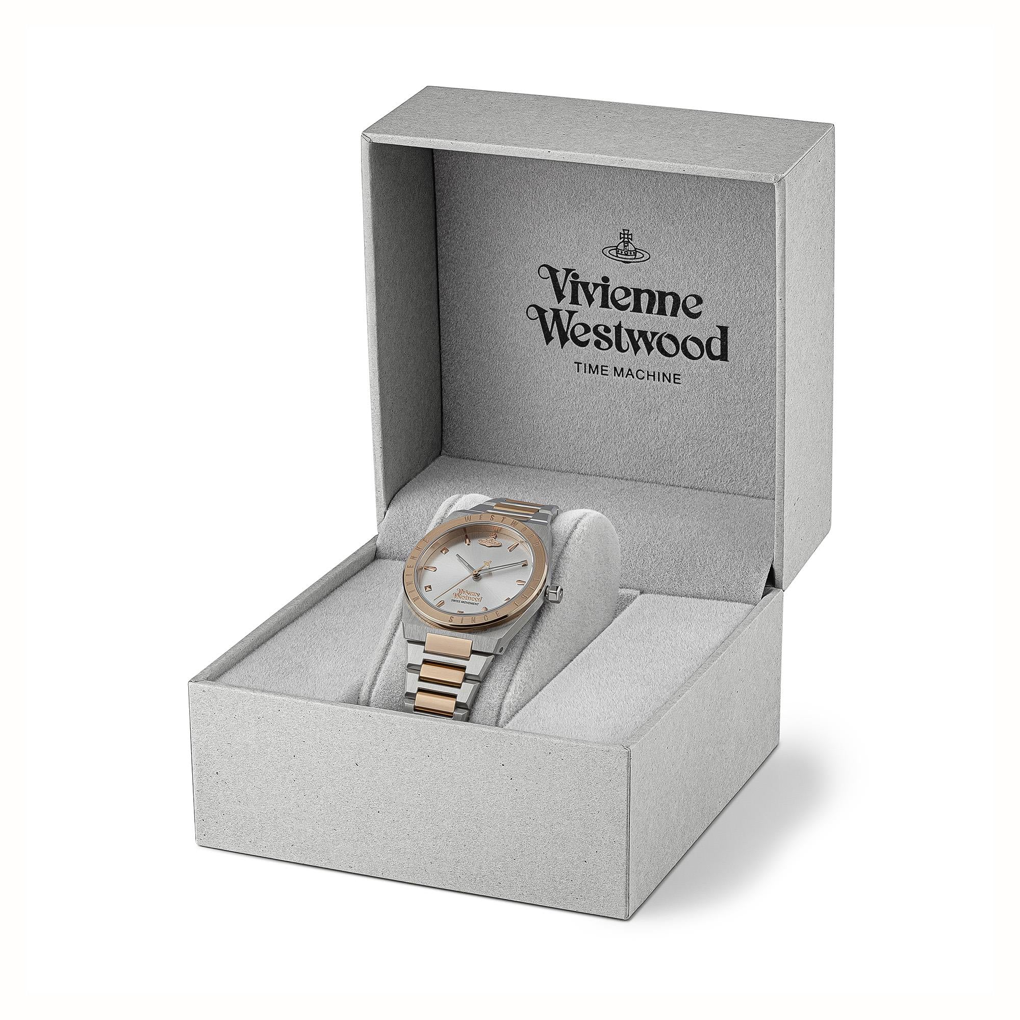 Vivienne Westwood Charterhouse Silbernes Zifferblatt Zweifarbiges Edelstahlarmband Damenuhr VV244SLSR