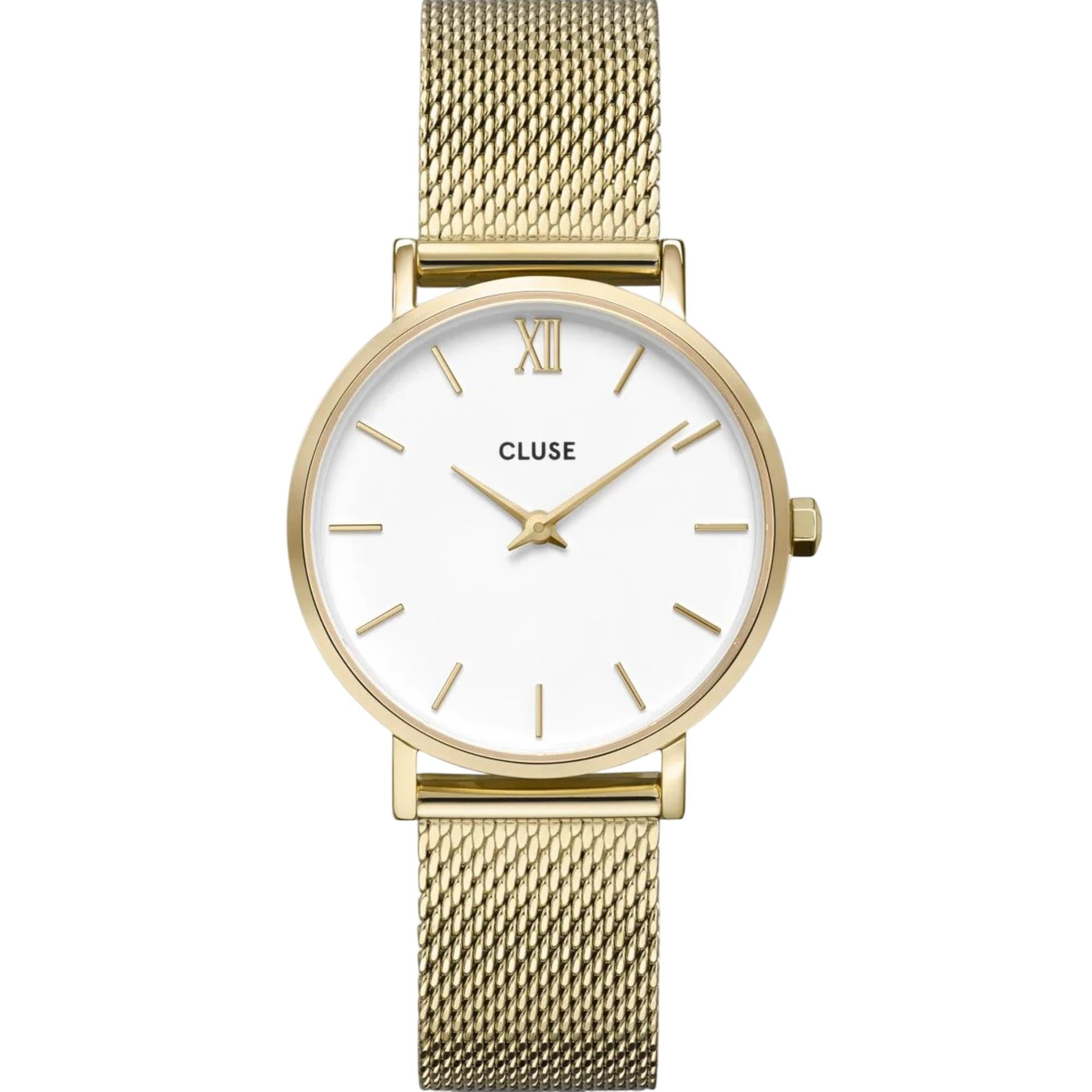 Montre femme CLUSE Minuit Quartz cadran blanc bracelet acier CW0101203007