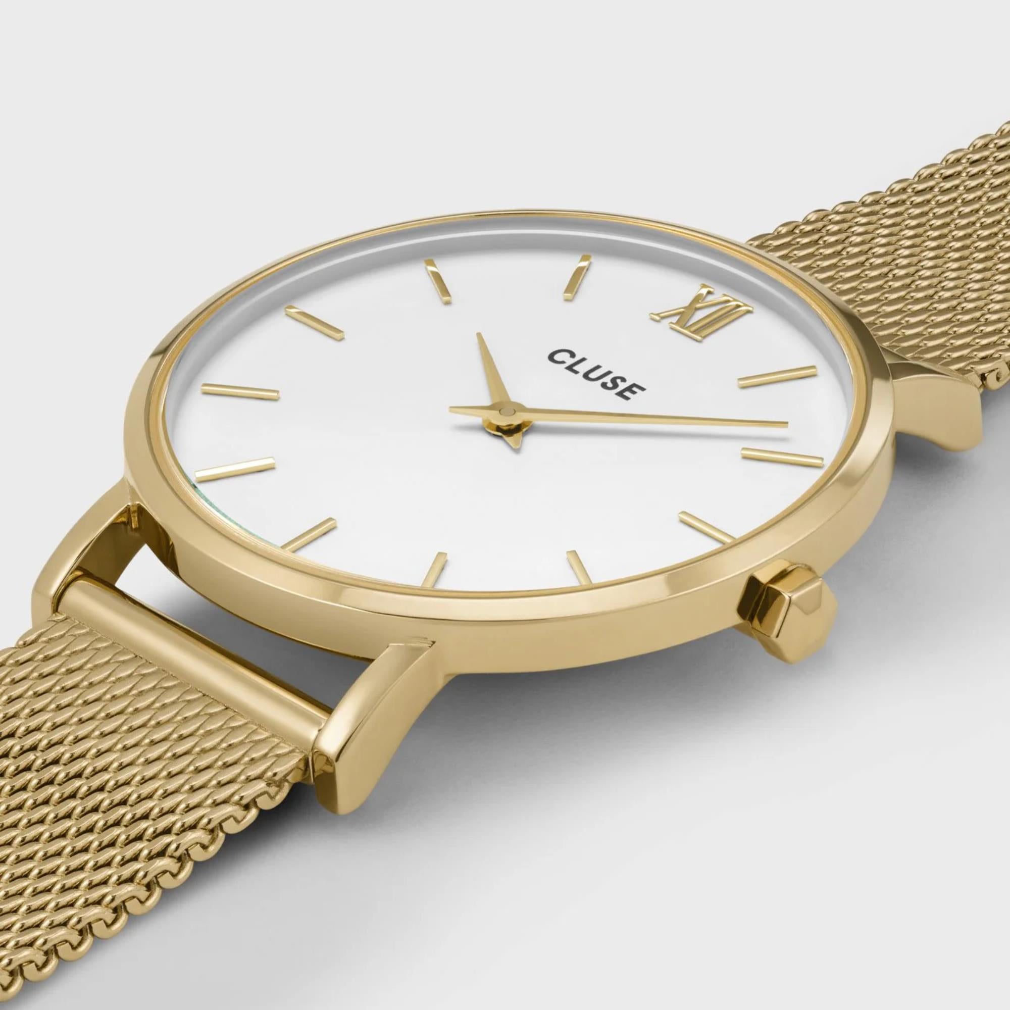 Montre femme CLUSE Minuit Quartz cadran blanc bracelet acier CW0101203007