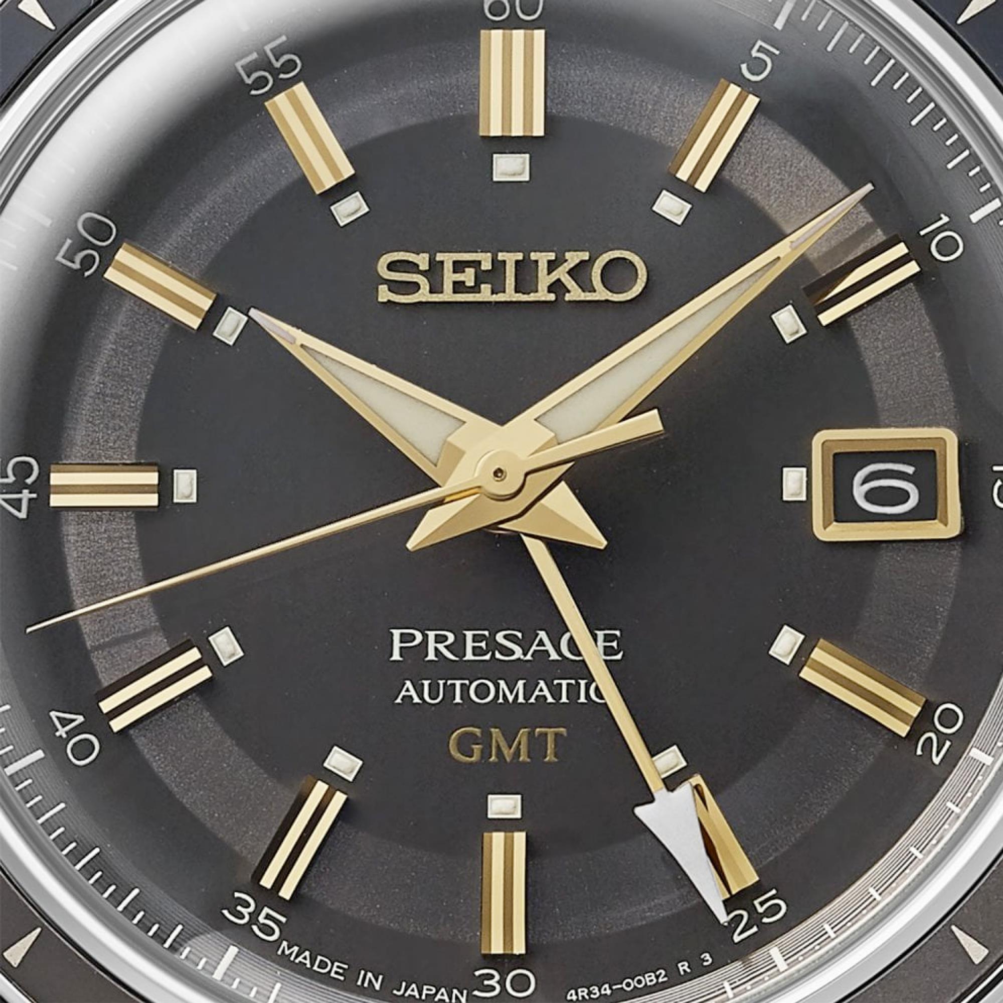 Seiko Presage ‘Fume’ Stil 60er Road Trip GMT Automatik Braunes Zifferblatt Herren Uhr SSK013J1