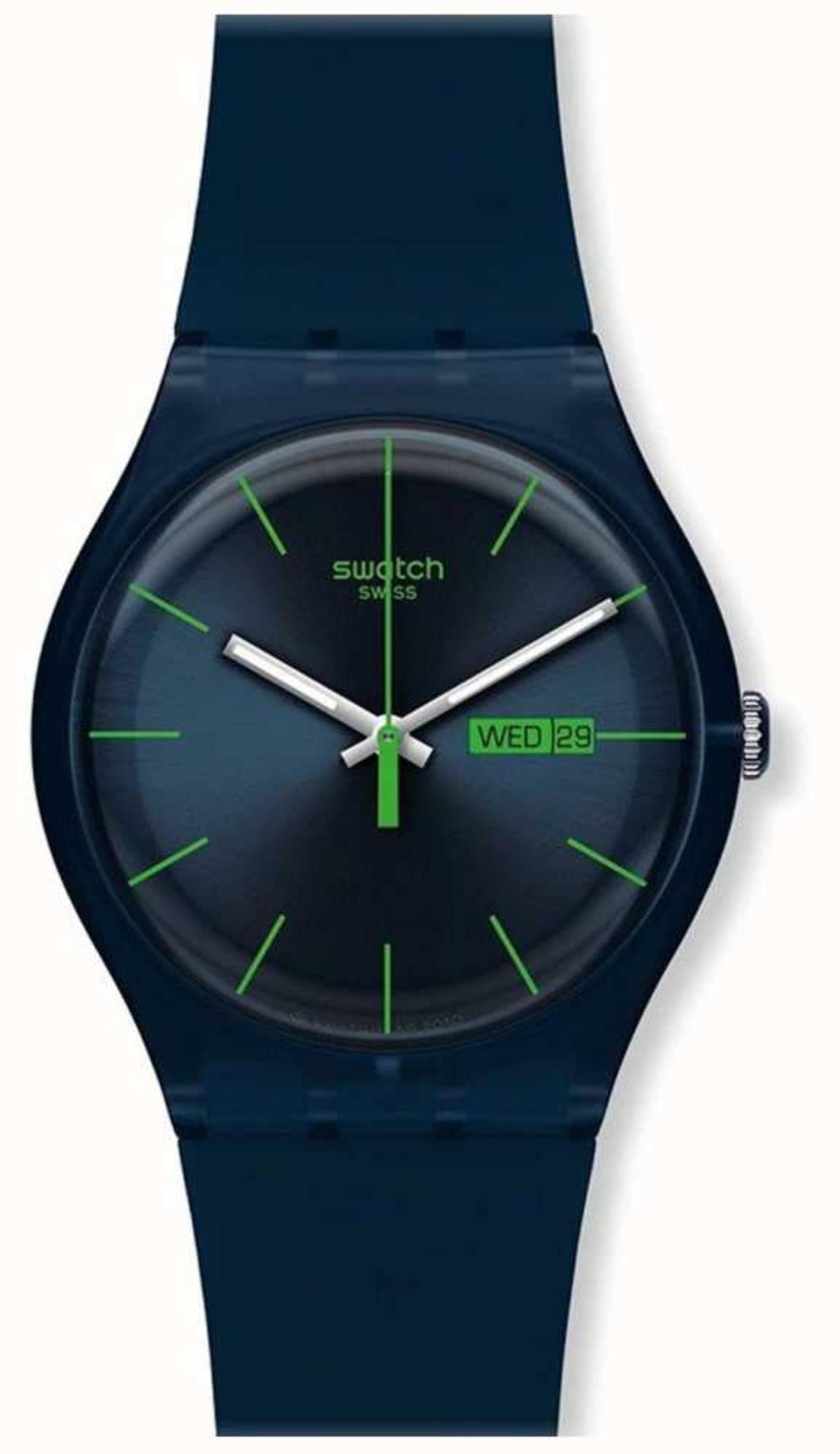 Swatch BLUE REBEL Neue Gent Blaue Zifferblatt Herren Uhr SO29N704