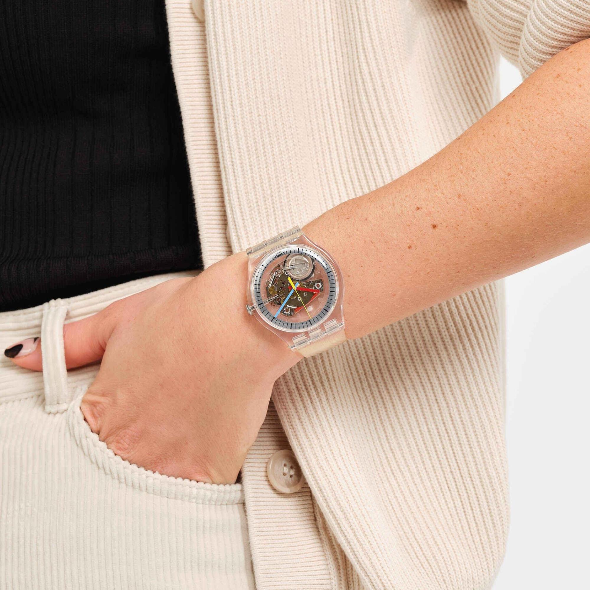 Swatch CLEARLY NEW GENT Transparente Zifferblatt Uhr SO29K100-S06