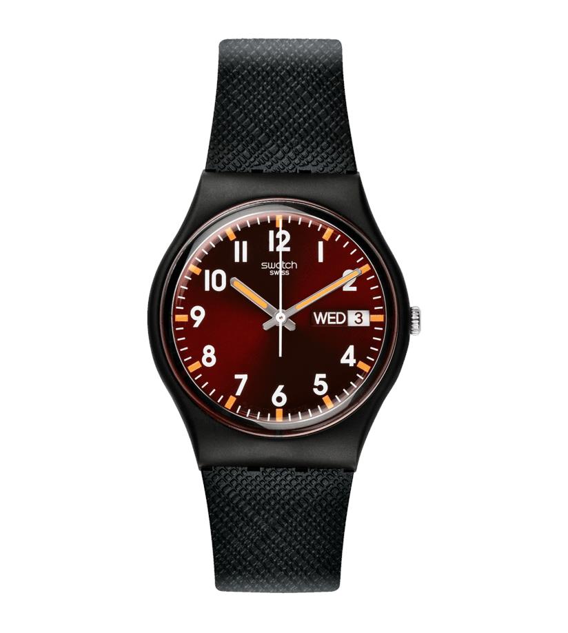 Swatch SIR RED Klassische Original Gent Rotes Zifferblatt Uhr SO28B704