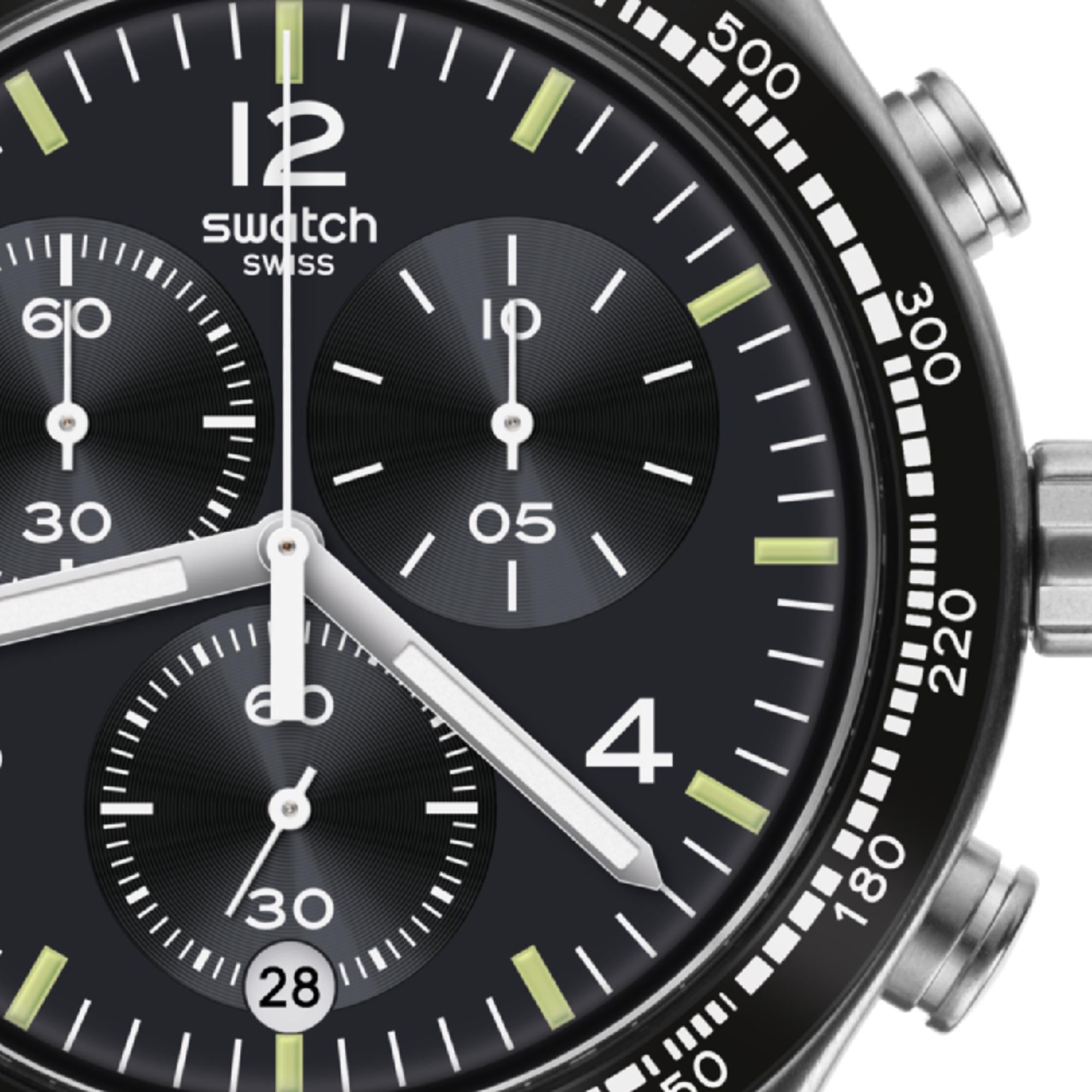 Swatch NIGHT FLIGHT Black Dial Watch YVS444GC