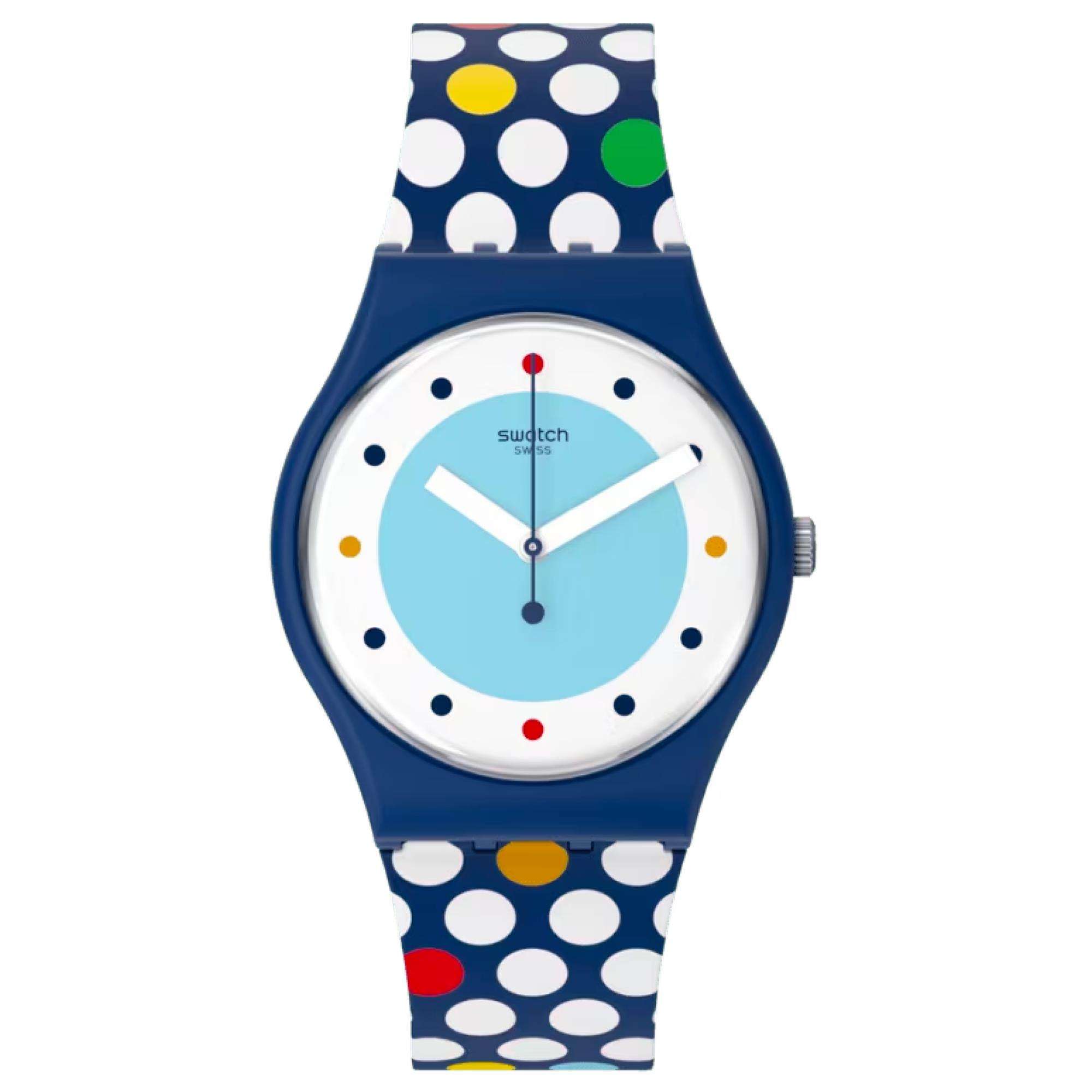Swatch Spots Of Joy Quarz Blaues Zifferblatt Silikonarmband Unisex Uhr SO28N115
