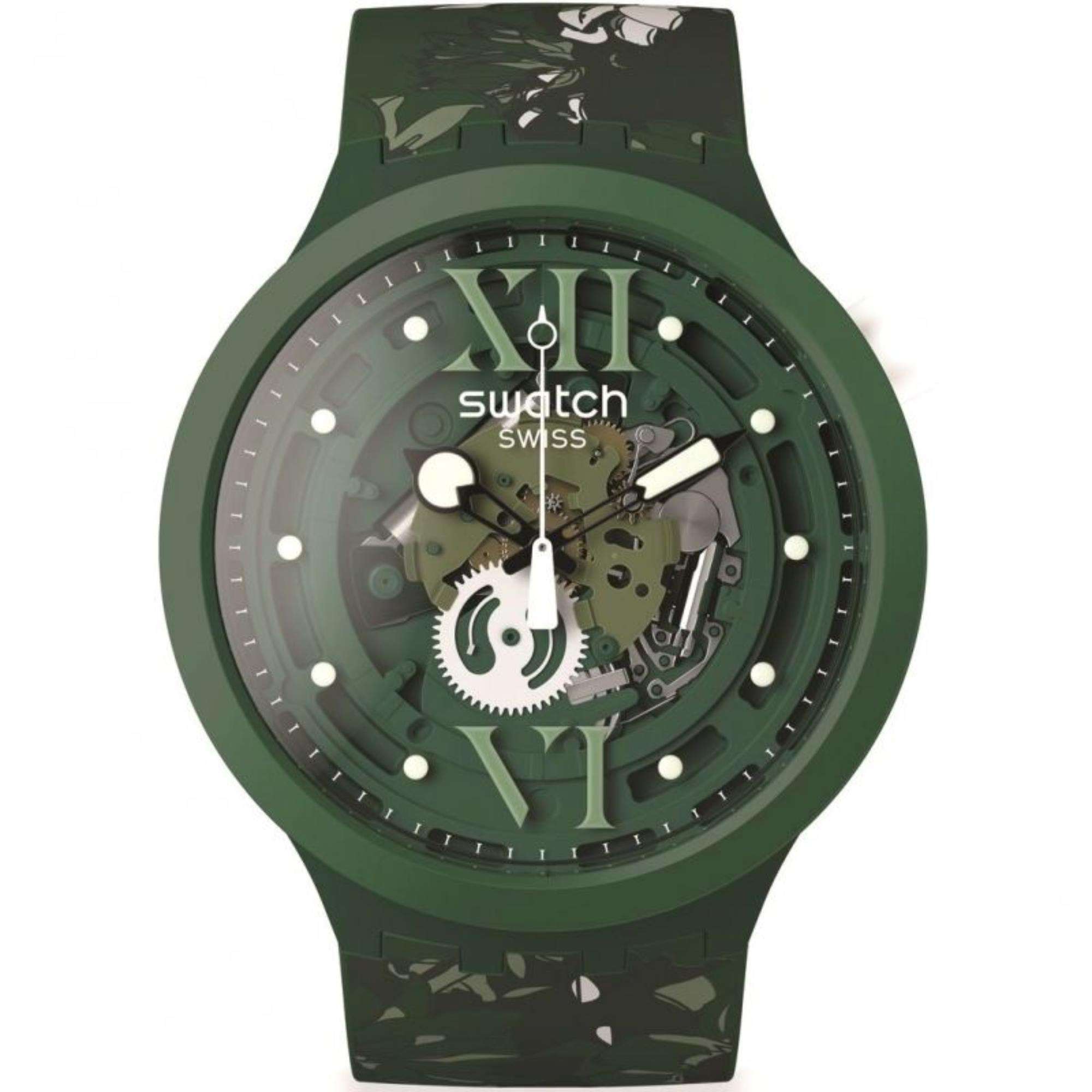 Swatch CAMOFLOWER GREEN Big Bold Bioceramic Uhr SB05G104