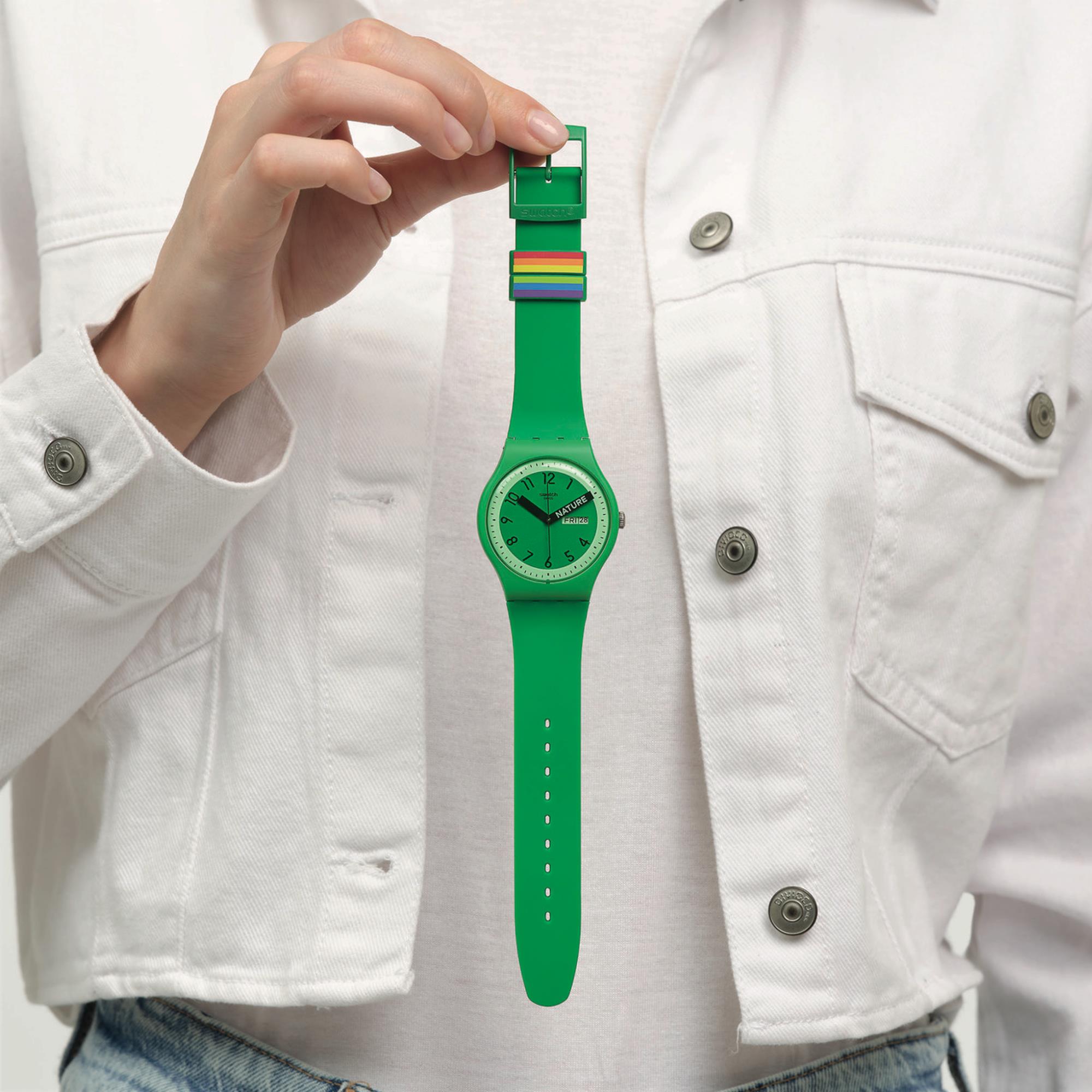 Swatch Proudly Green "Natur" Grünes Quarz Uhr SO29G704