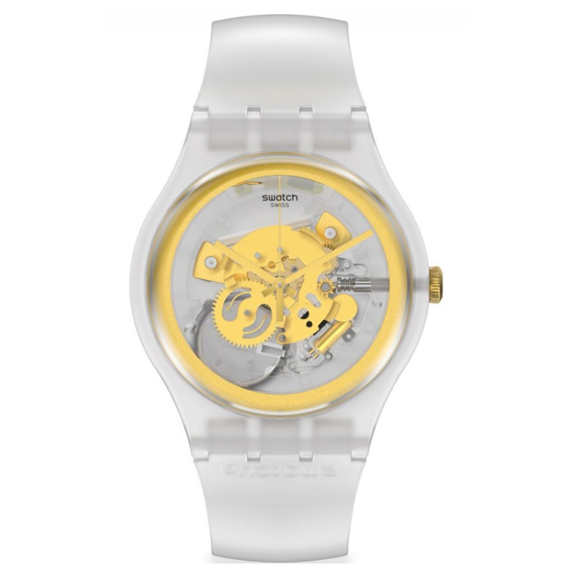 Swatch MY TIME Neue Gent Transparente Zifferblatt Silikonarmband Uhr SVIZ102-5300