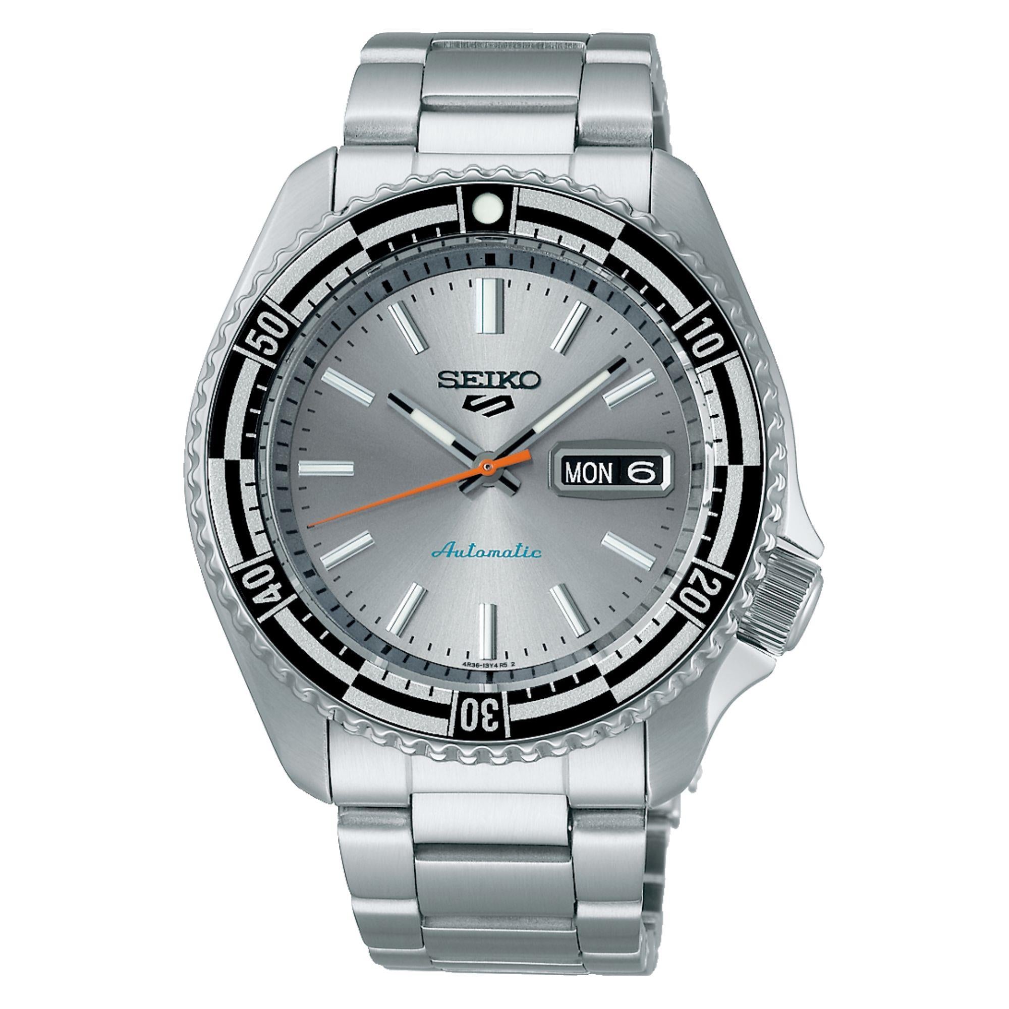Seiko 5 Sports Automatik Silbernes Zifferblatt Herren Uhr SRPK09K1