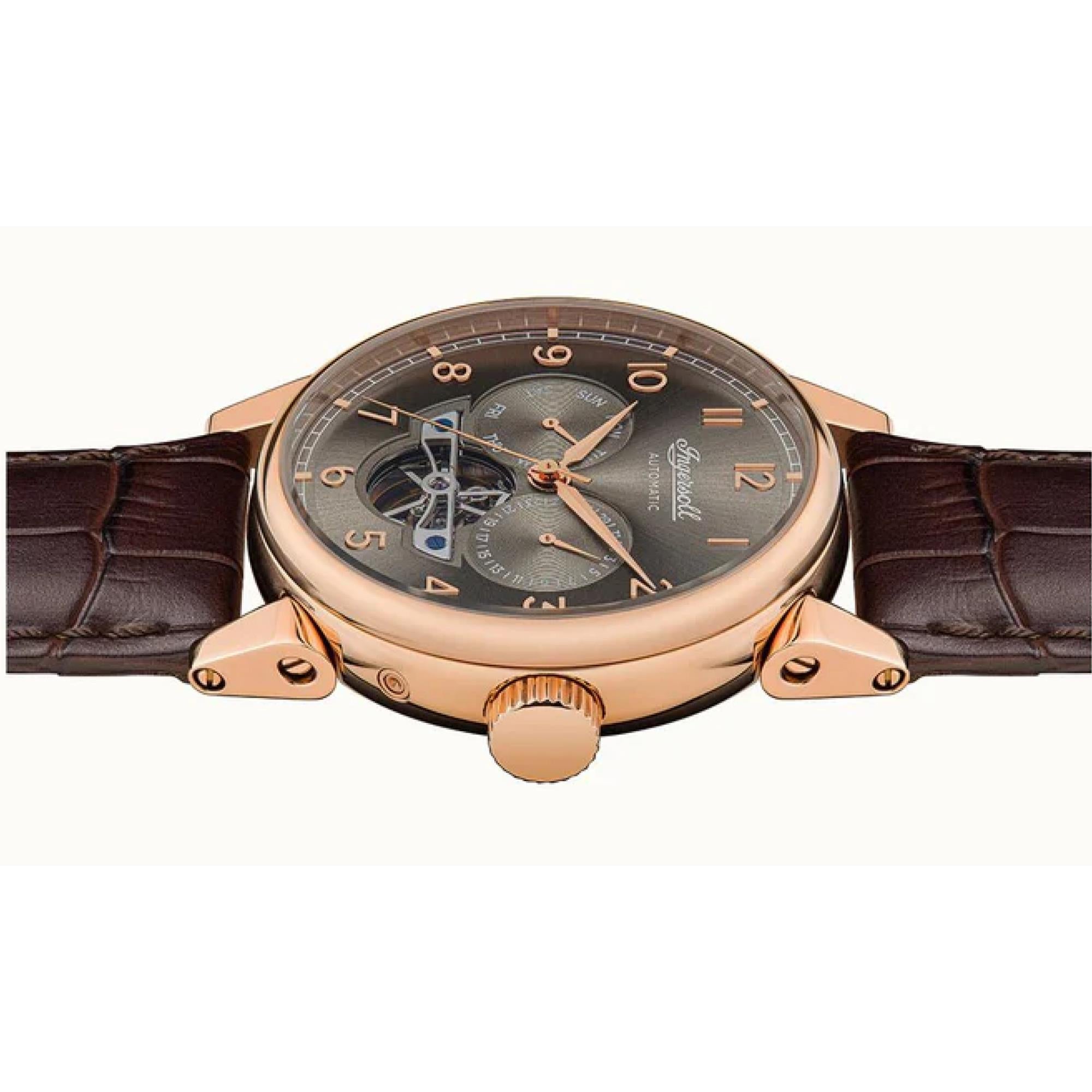 Ingersoll The Swing 1892 Gents Automatic Watch Grey Sunray Dial Brown Leather Strap I12701