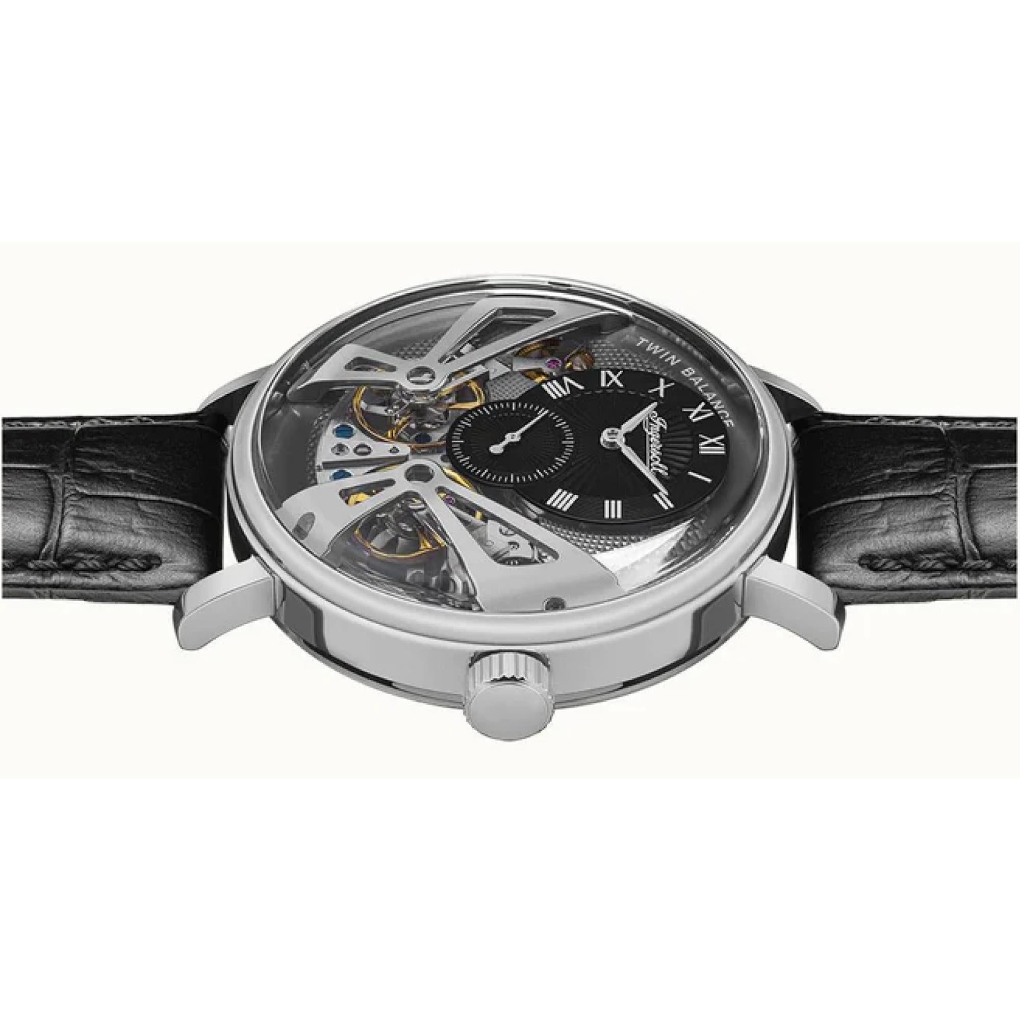 Ingersoll The Tennessee 1892 Automatik Herren Uhr Graues Zifferblatt Schwarzes Lederarmband I13103