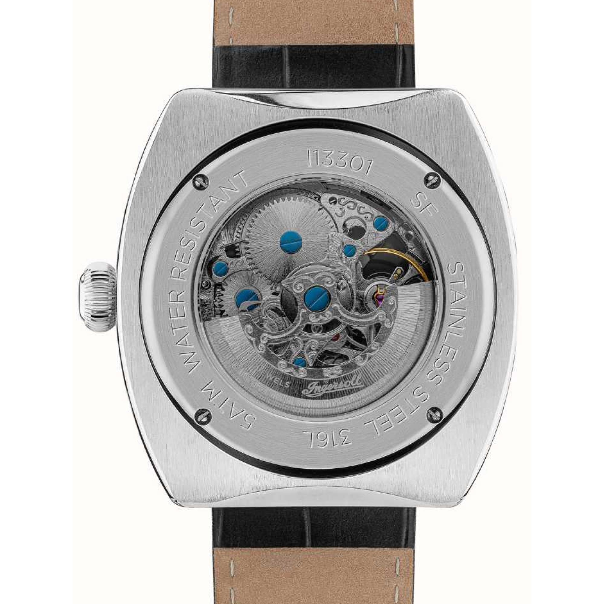 Ingersoll The Michigan 1892 Automatik Schwarzes Zifferblatt Schwarzes Lederarmband Herren Uhr I13301