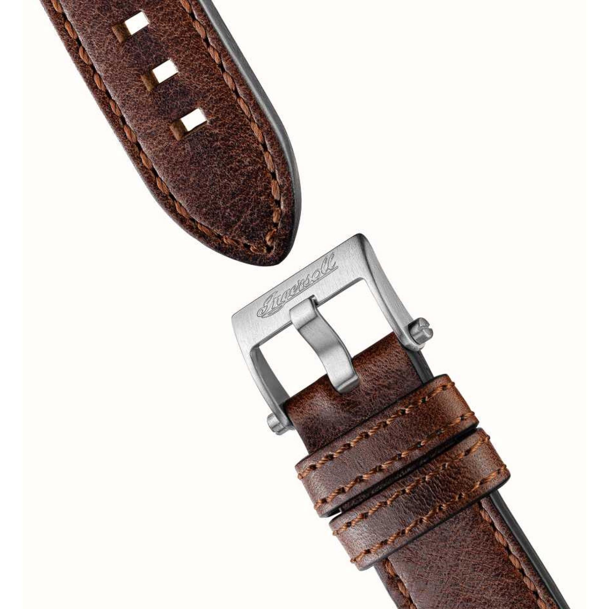 Ingersoll The Scovill 1892 Automatik Schwarzes Zifferblatt Braunes Lederarmband Herren Uhr I13901