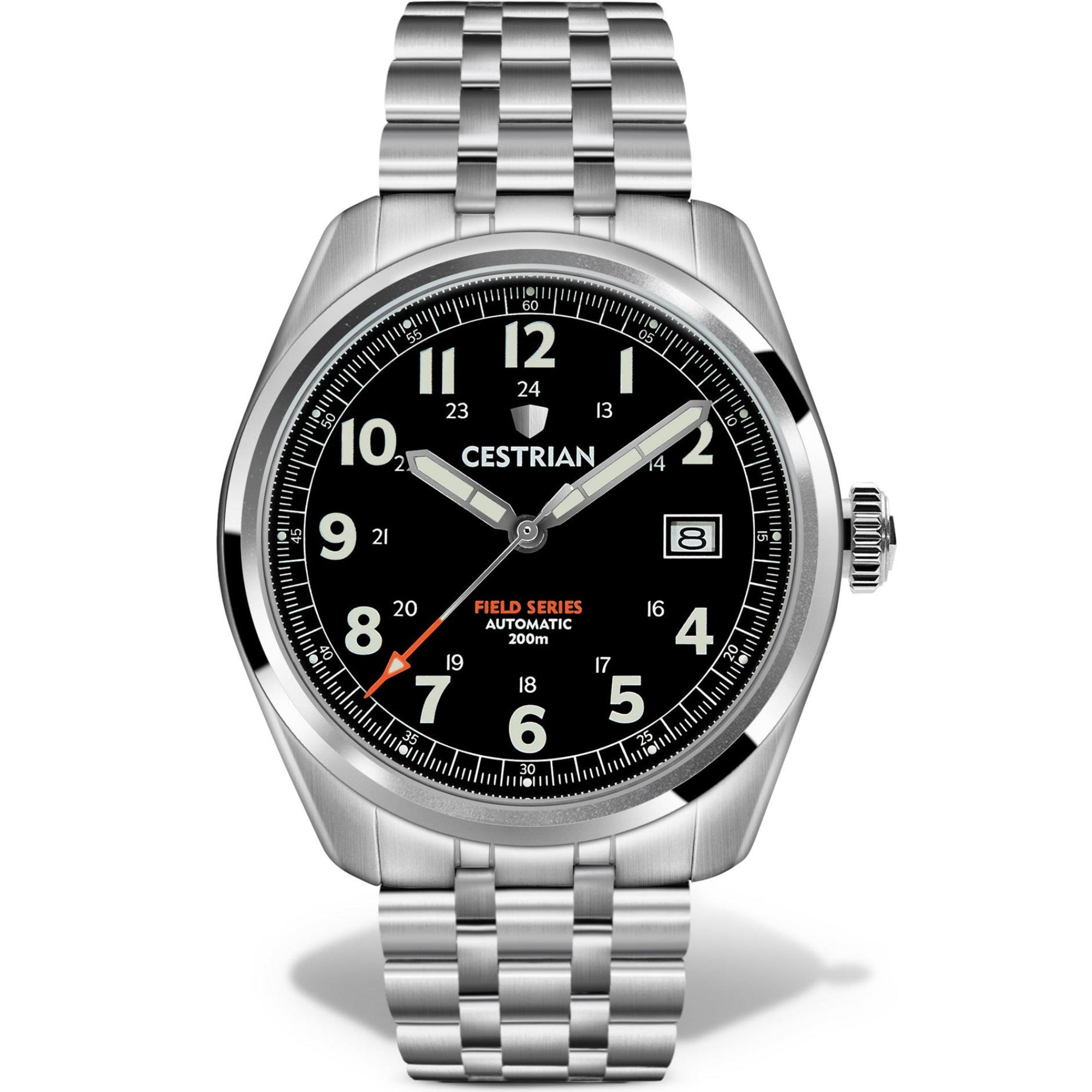Cestrian Field Series Automatik Schwarz Zifferblatt Edelstahlarmband Herren Uhr CF121B0660