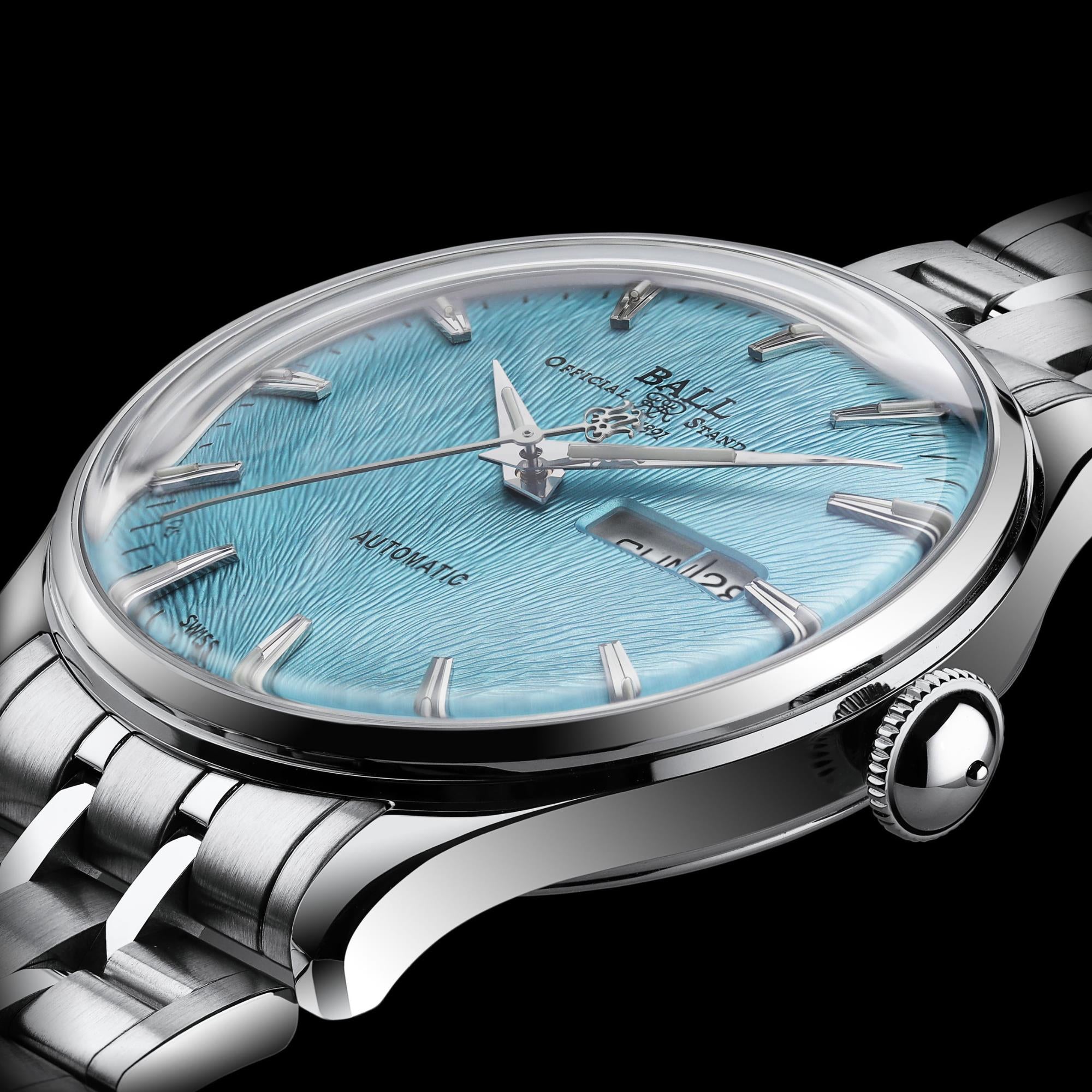 Ball Trainmaster Eternity Automatik Eisblaues Zifferblatt Edelstahlarmband Herren Uhr NM2080D-S2J-IBE