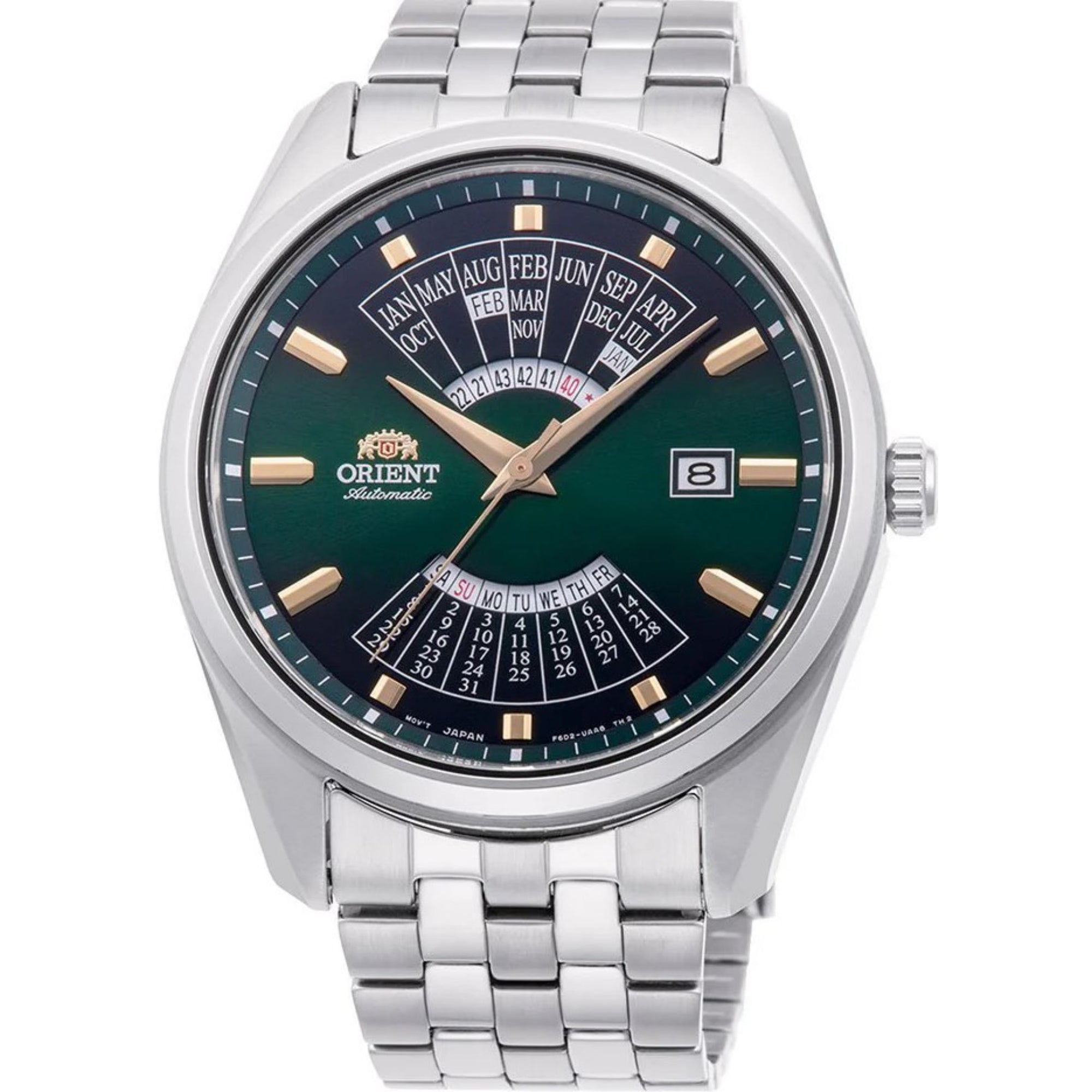 Orient Multi-Year Calendar 43.5mm Green Dial Steel Mens Automatic Watch RA-BA0002E10B