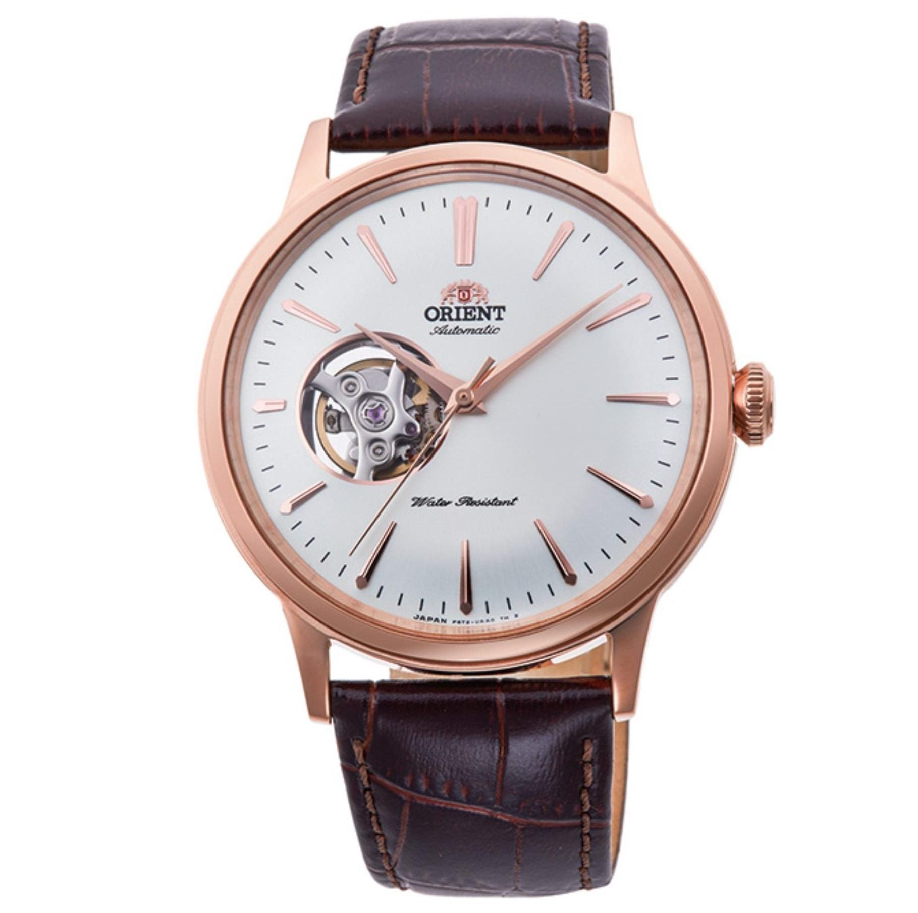 Orient Bambino 41mm Open Heart White Dial Leather Mens Automatic Watch RA-AG0001S10B