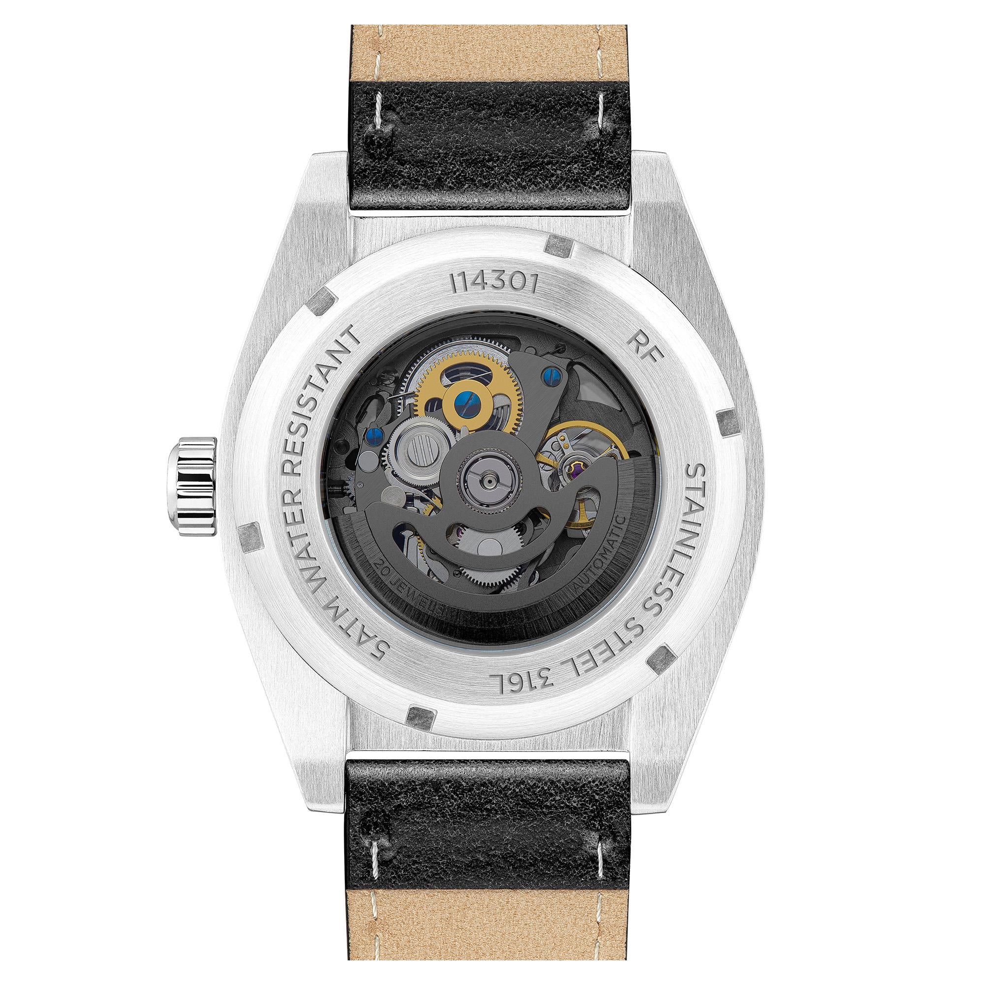 Ingersoll The Vert Automatik Schwarzes Skelett Zifferblatt Schwarzes Lederarmband Herren Uhr I14301
