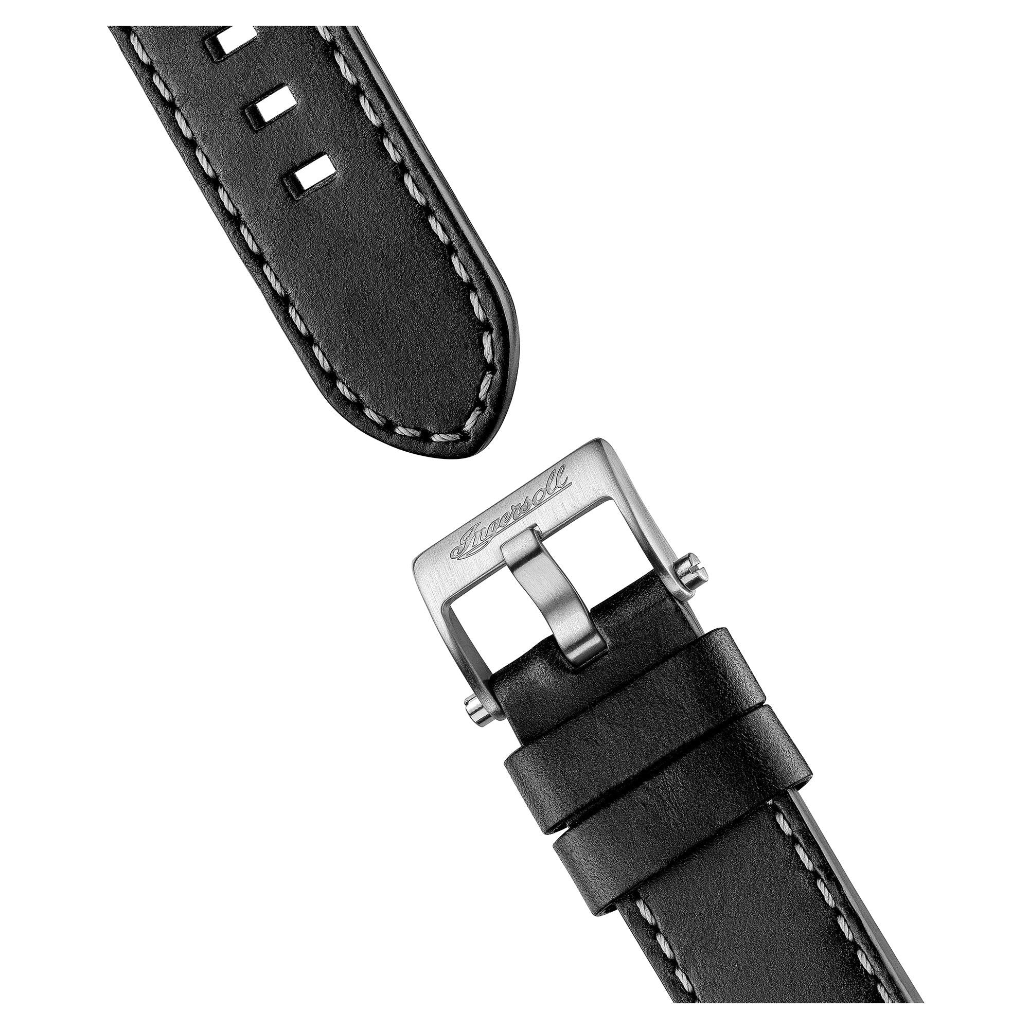 Ingersoll The Vert Automatik Schwarzes Skelett Zifferblatt Schwarzes Lederarmband Herren Uhr I14301