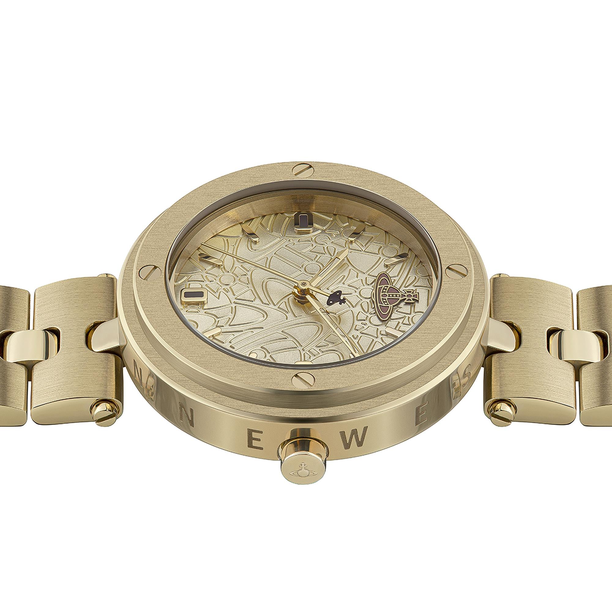 Vivienne Westwood Whitehall Quarz Golden Zifferblatt Golden Edelstahl Armband Damen Uhr VV287CPGD